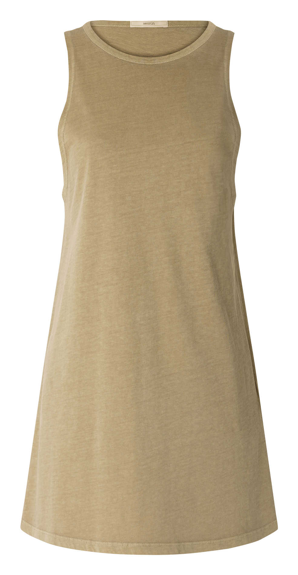 Kurzes Kleid mit einfarbig verdrehten Trägern SESSUN Khaki