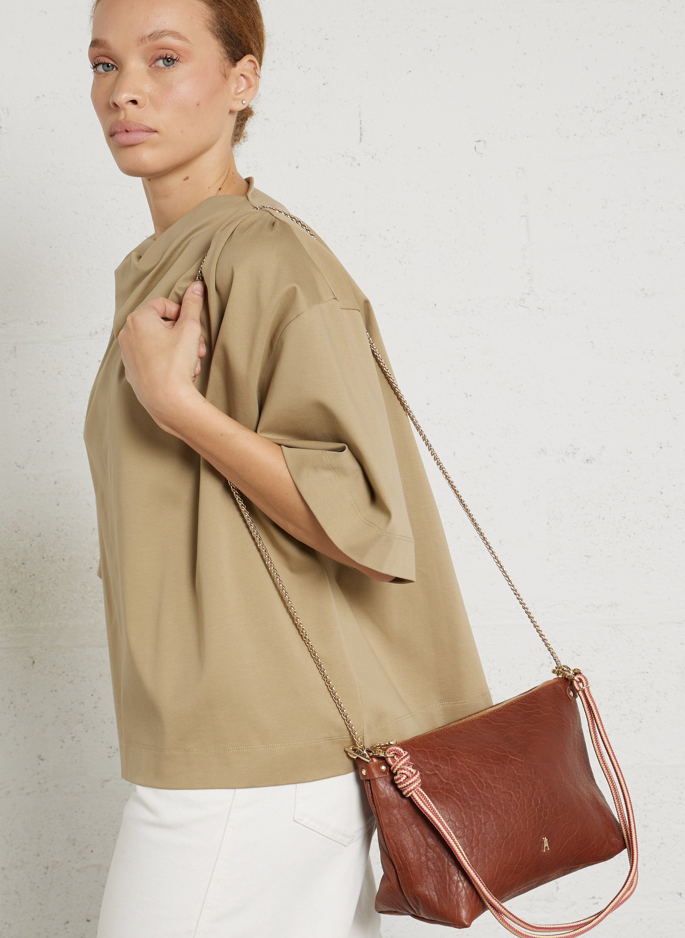 Sac porté épaule en cuir d'agneau CRAIE STUDIO Marron