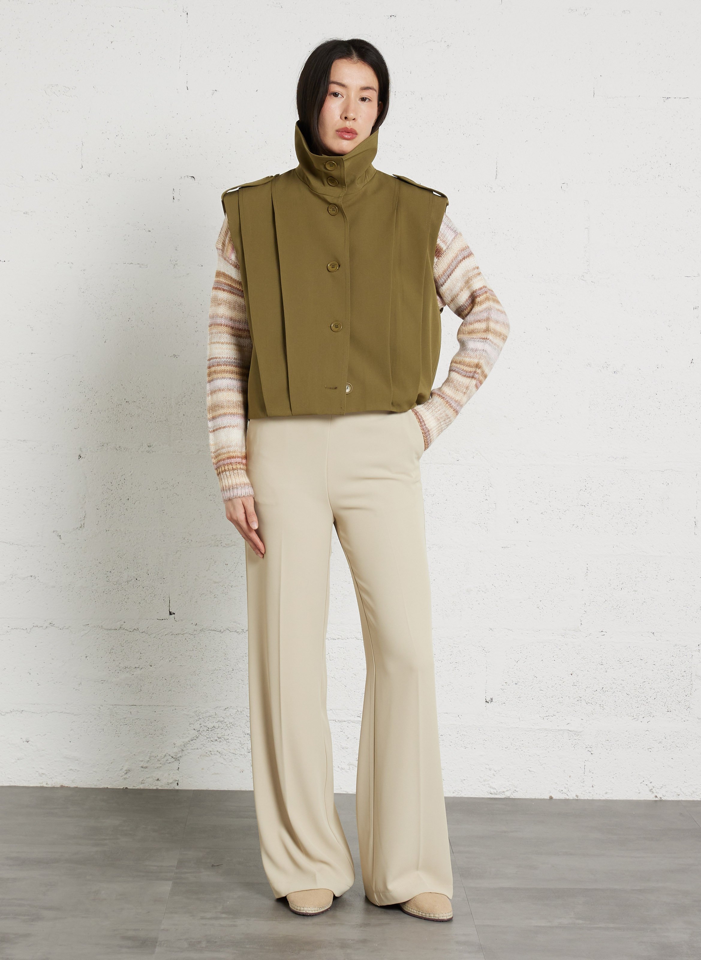 Oversized classic collar vest IMPERIAL Green