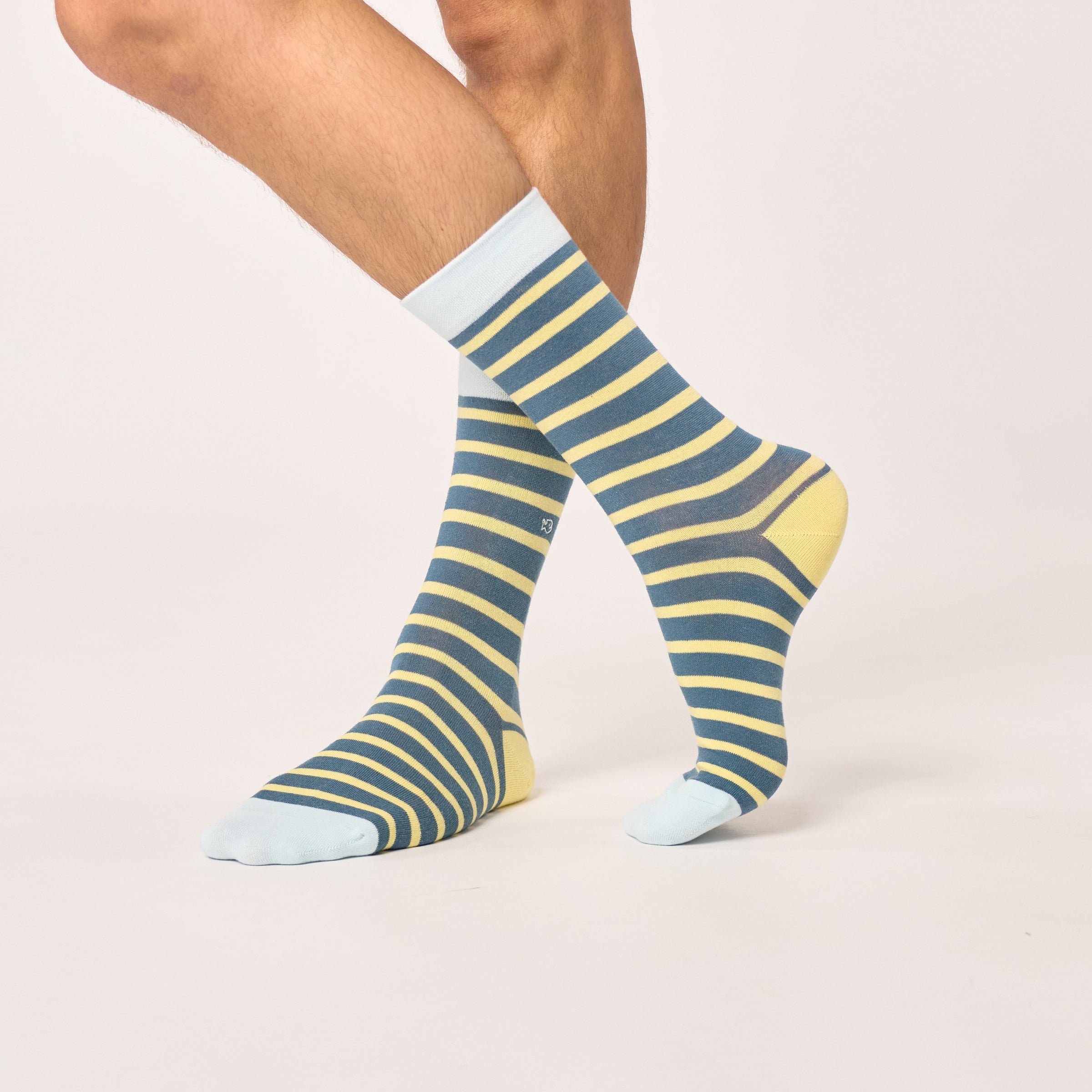 Combed Cotton Socks with Wide Stripes BILLYBELT Blue