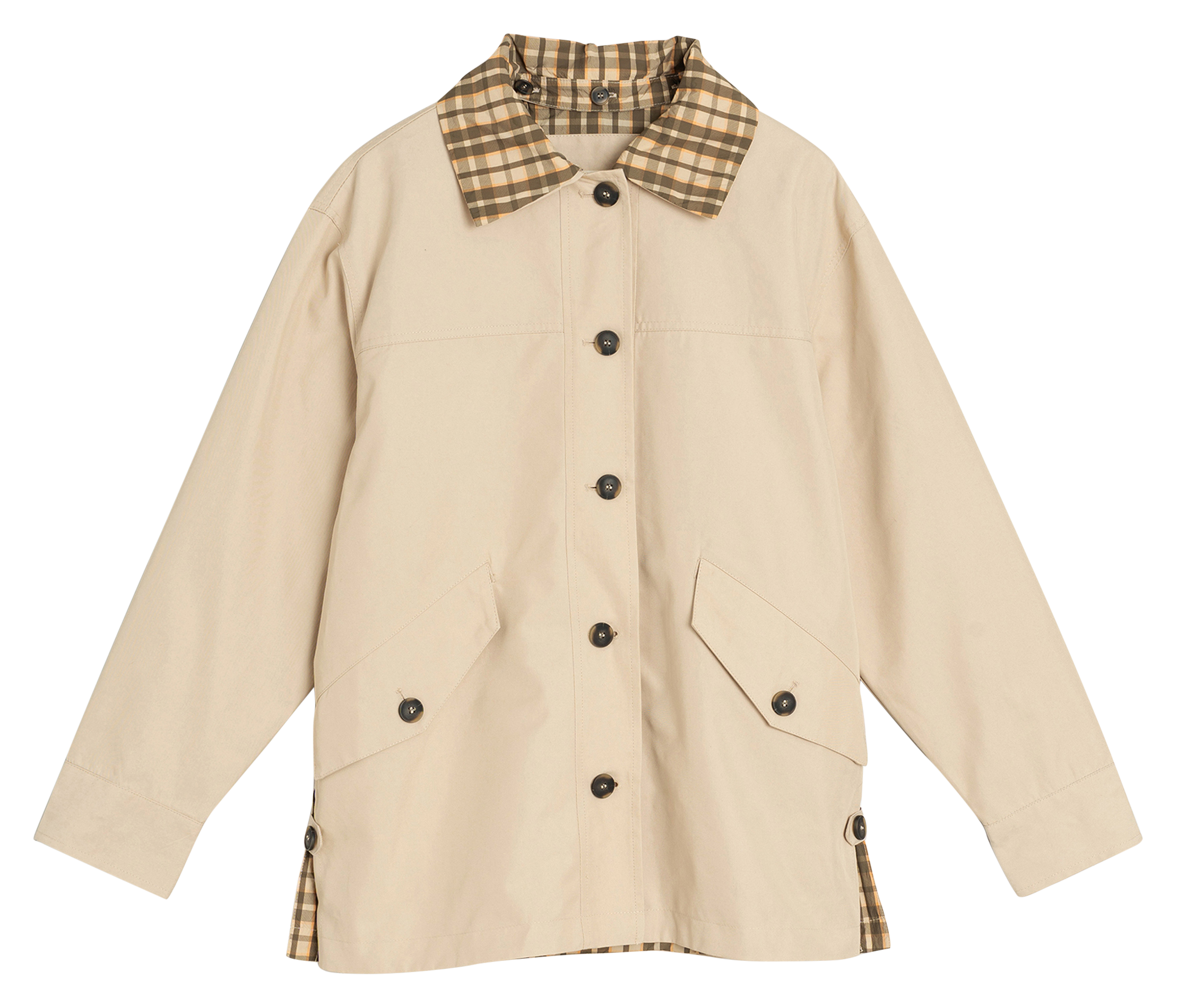 Gerade geschnittene Jacke mit Knopfverschluss aus Baumwollmischung INDI & COLD Beige