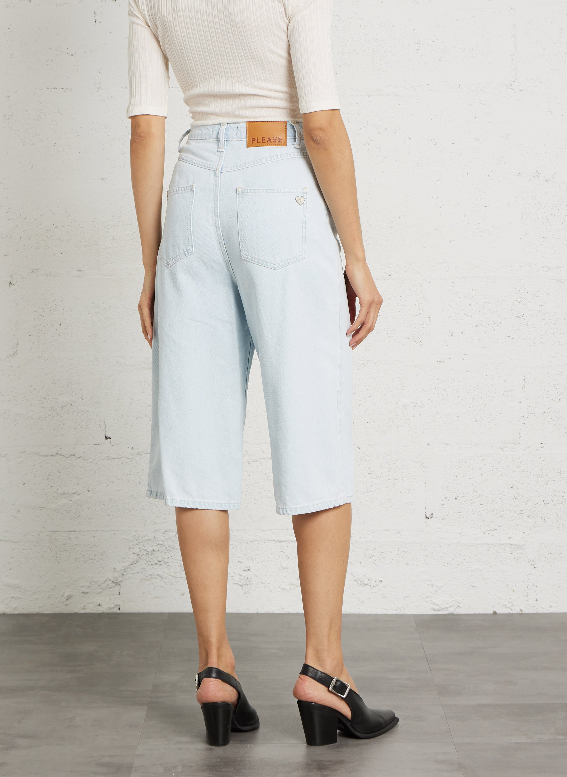 Bermuda lang van gemengd katoen PLEASE Blauw