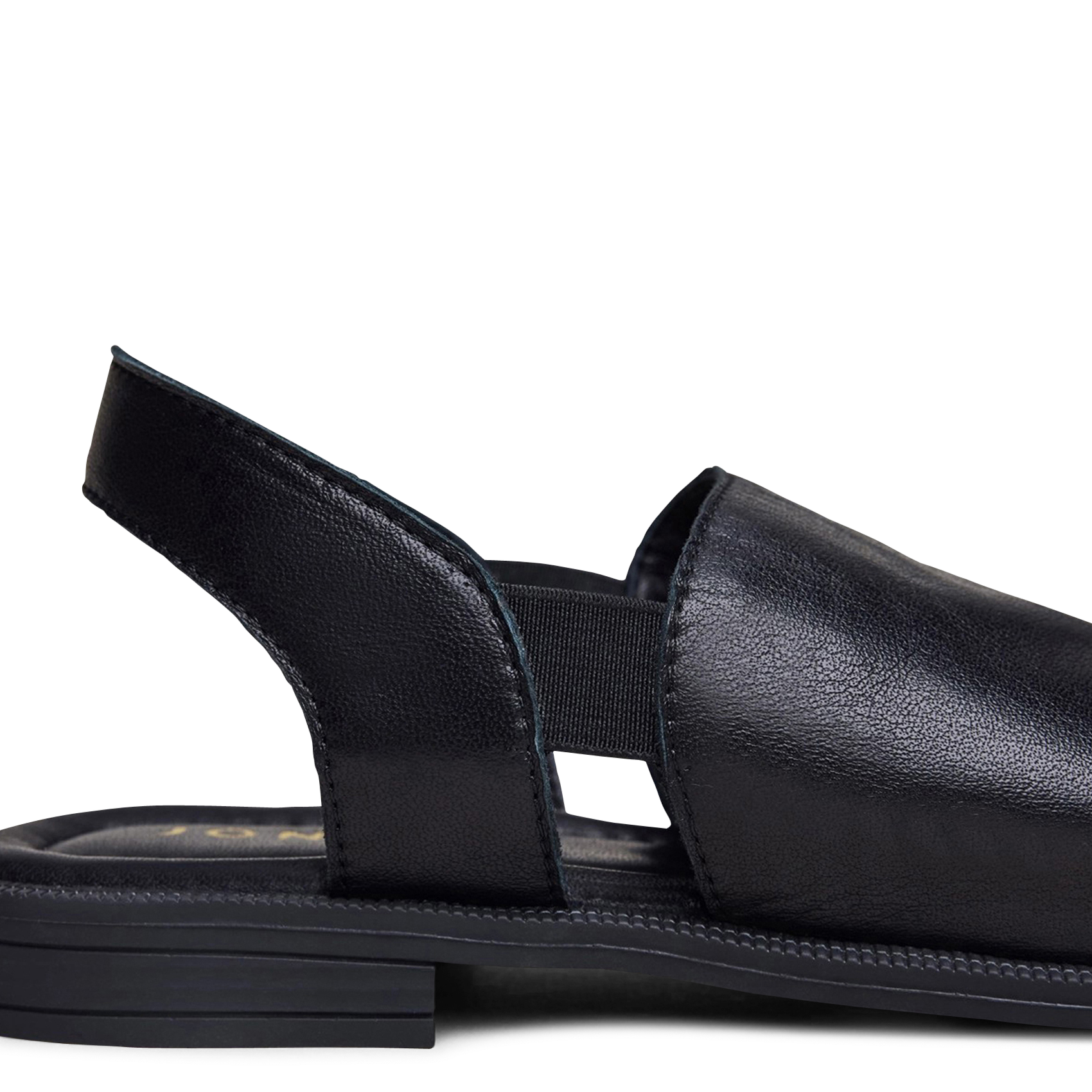 Sandales plates unies en cuir JONAK Noir