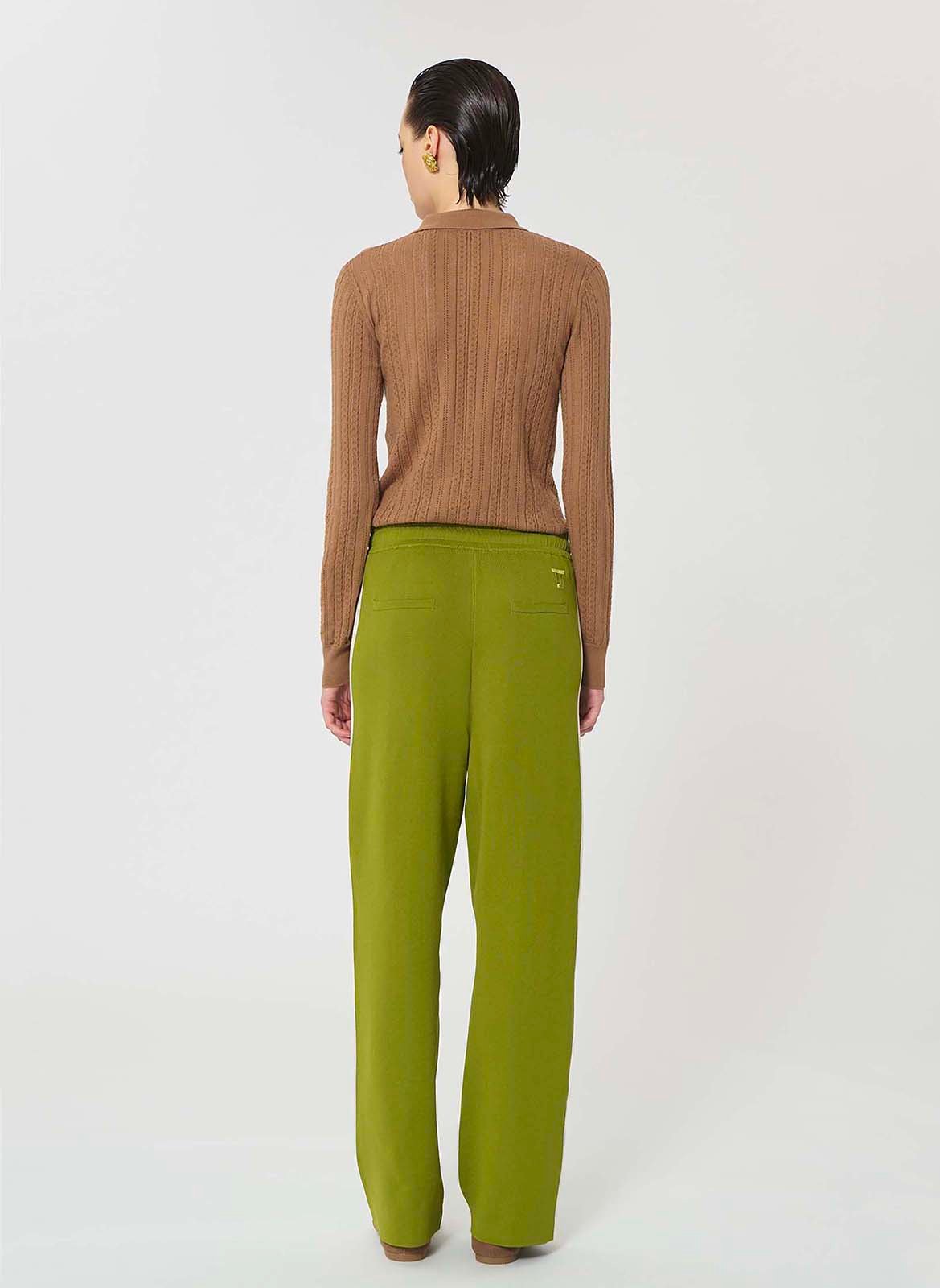 Pantalon droit en maille TARA JARMON Vert