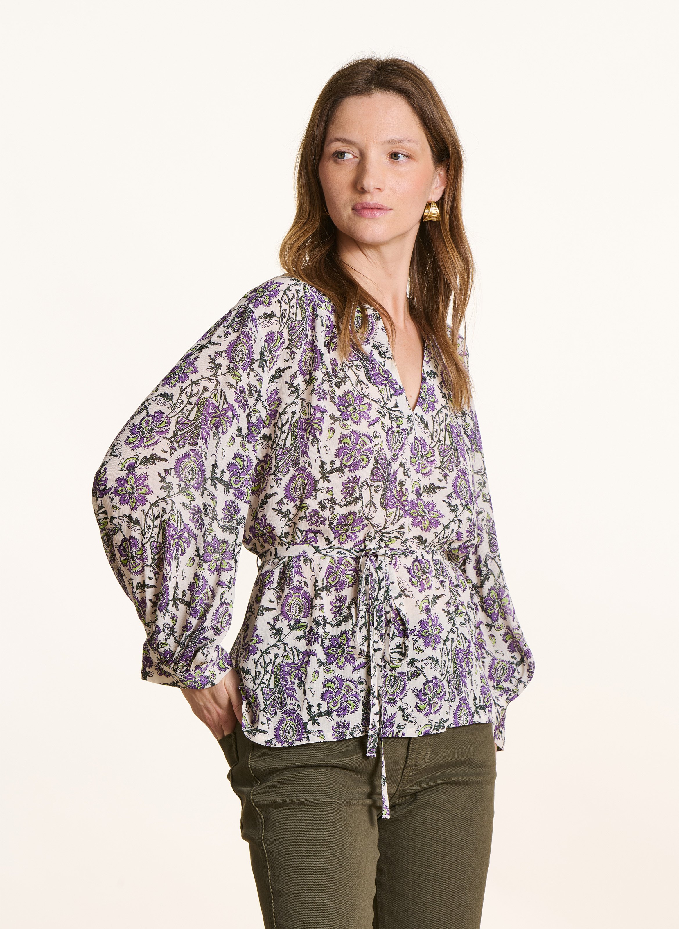 Top met tuniekhals en bloemenprint LA FEE MARABOUTEE