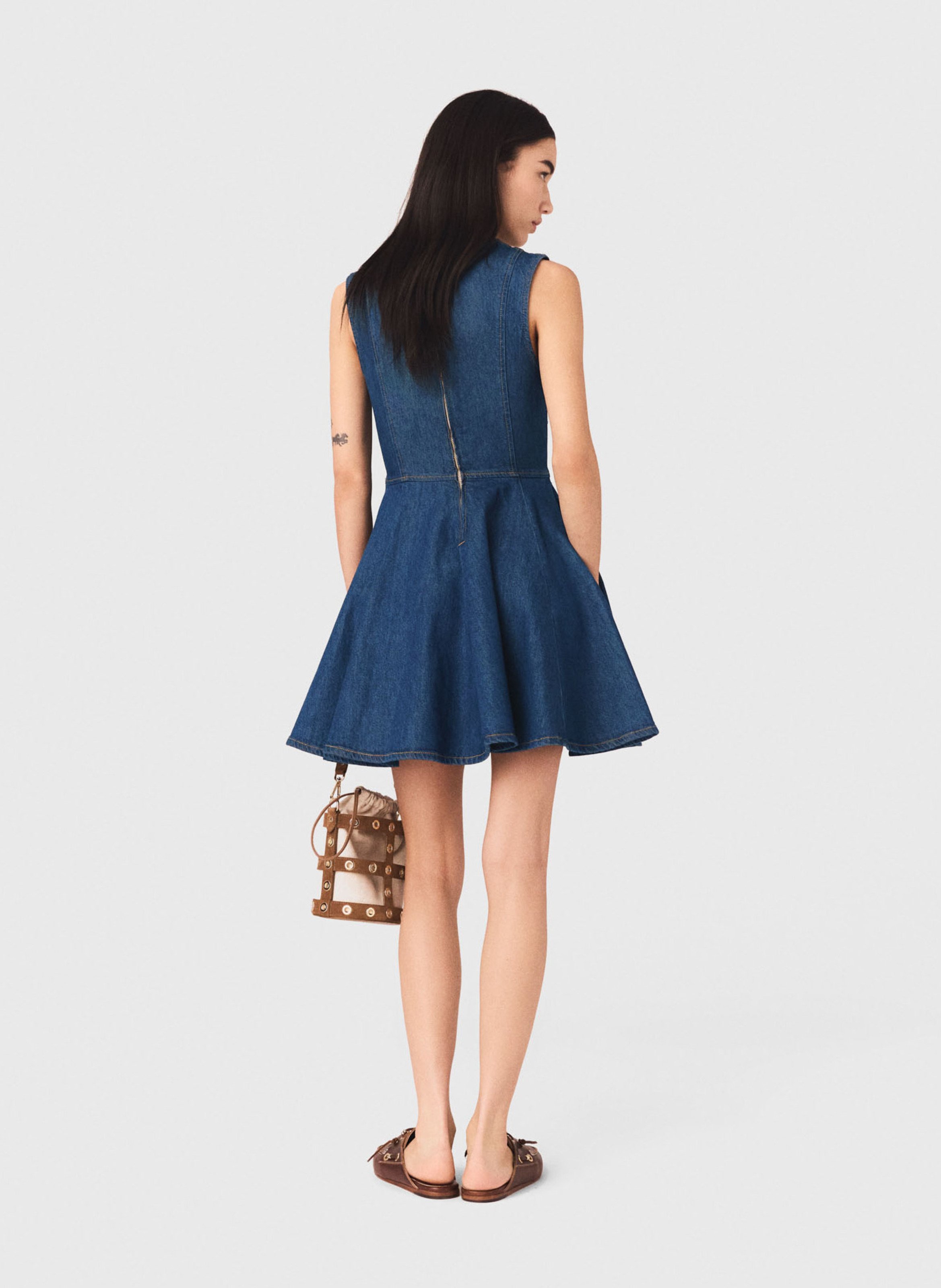 Sleeveless short denim dress MAJE Blue