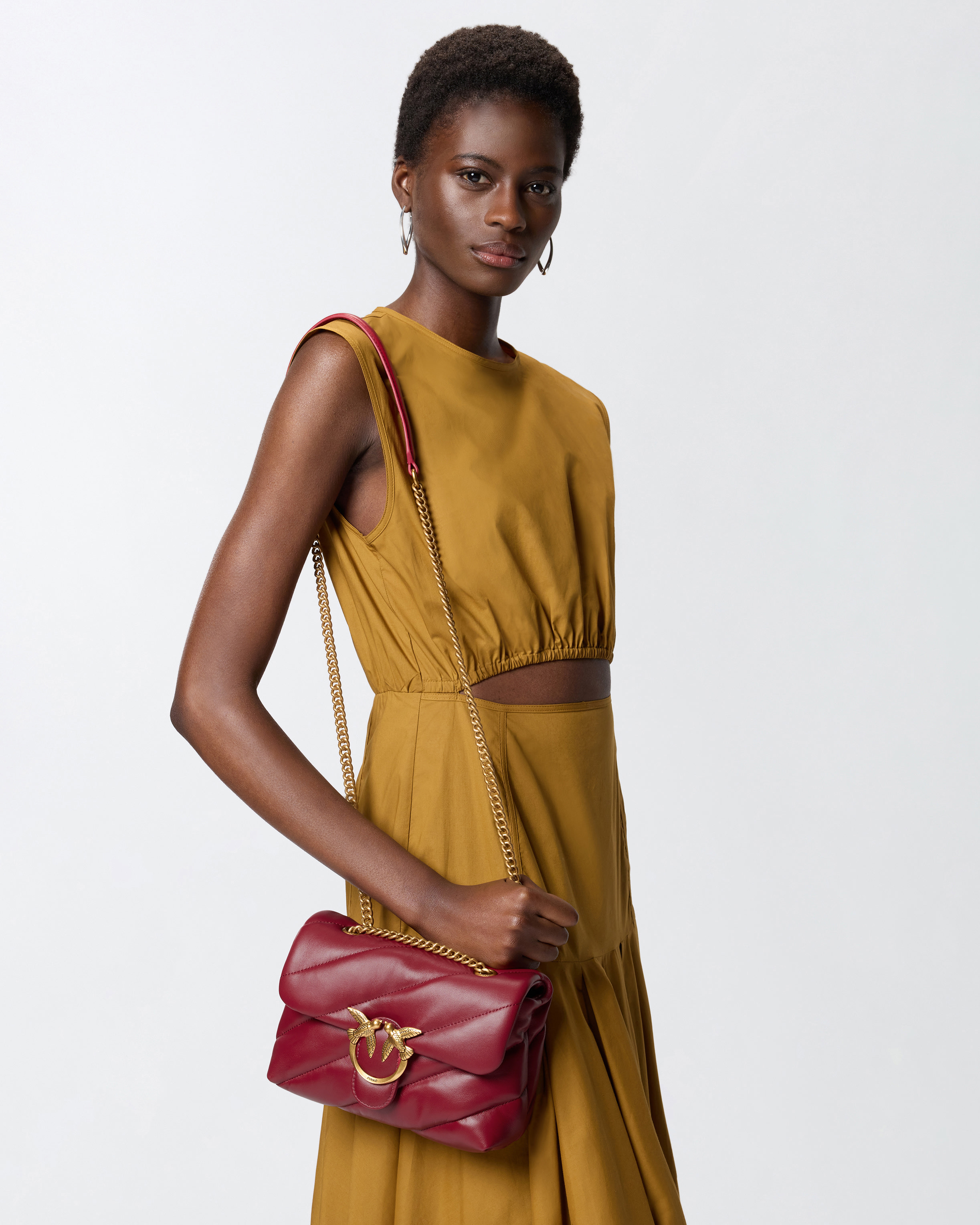 Small Love Bag Puff Maxi Quilt Crossbody Bag Red