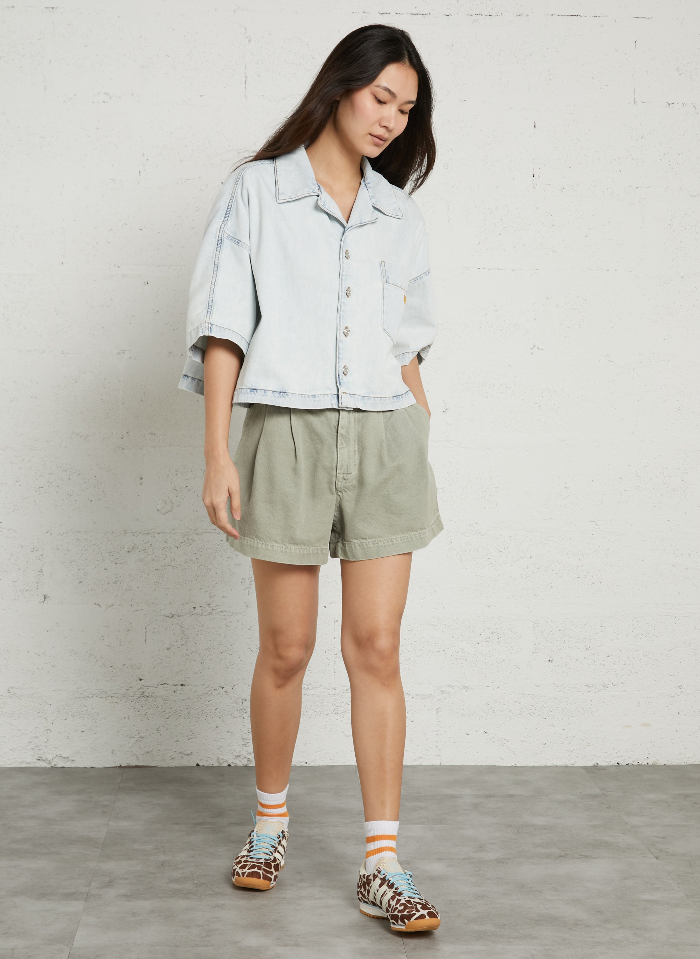 Oversized short-sleeve denim shirt BELLEROSE Faded jeans