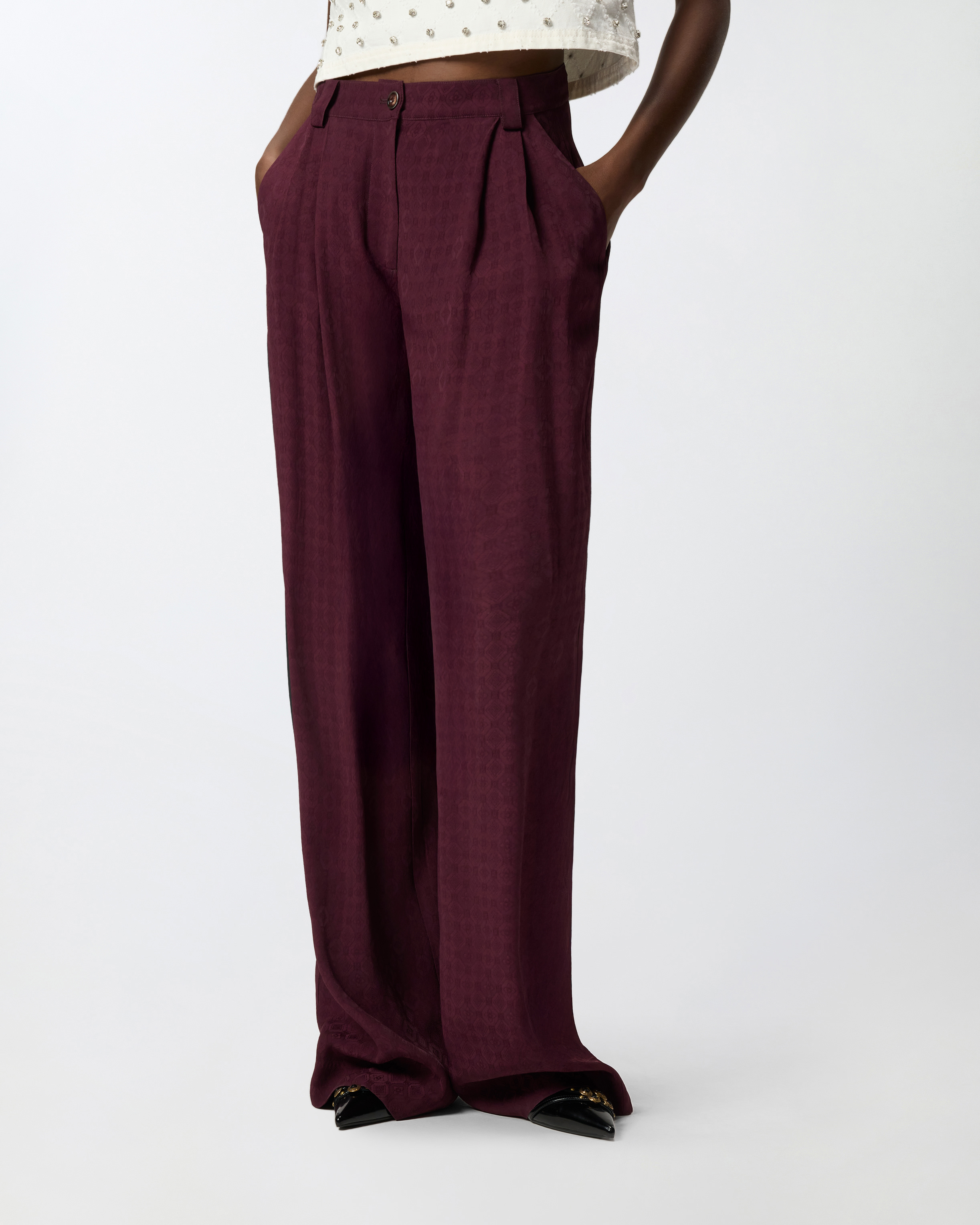 Jacquard pants with tie pattern PINKO Red