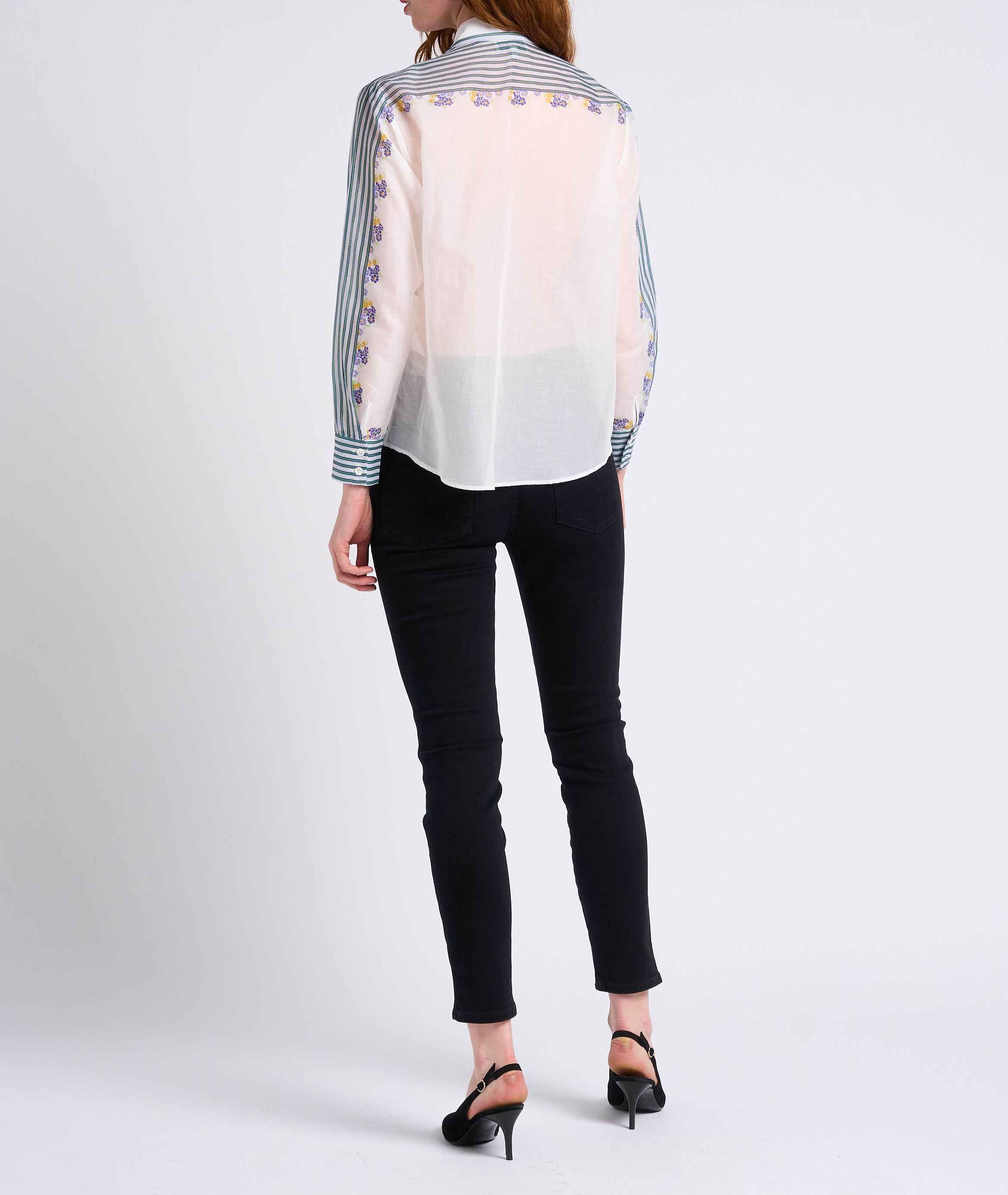 Camisa recta estampada y transparente con cuello italiano PAUL AND JOE Blanco