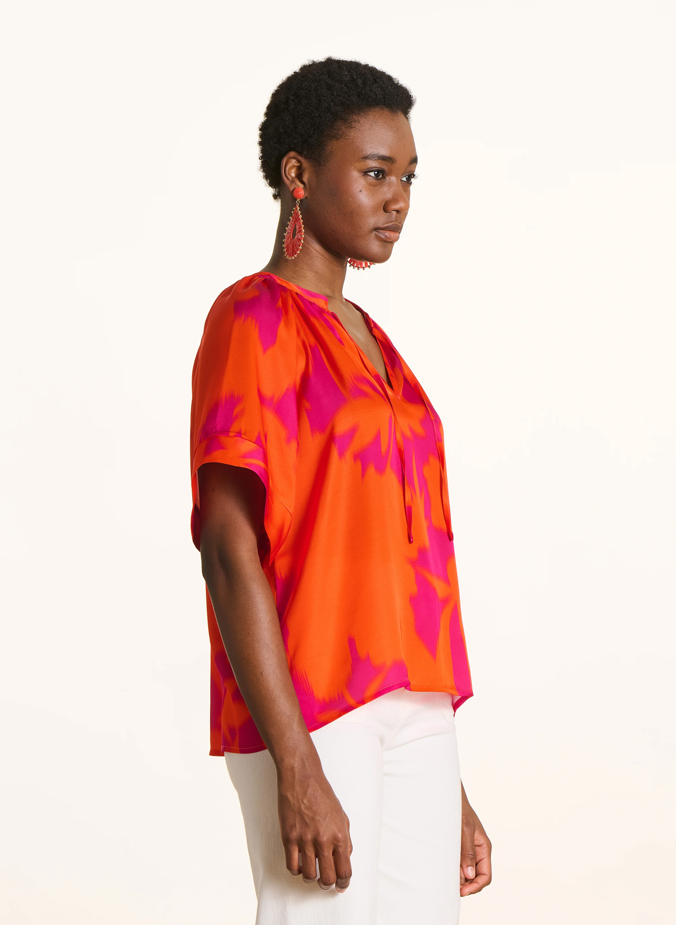 Bedrucktes Top mit Henley-Ausschnitt LA FEE MARABOUTEE Mehrfarbig
