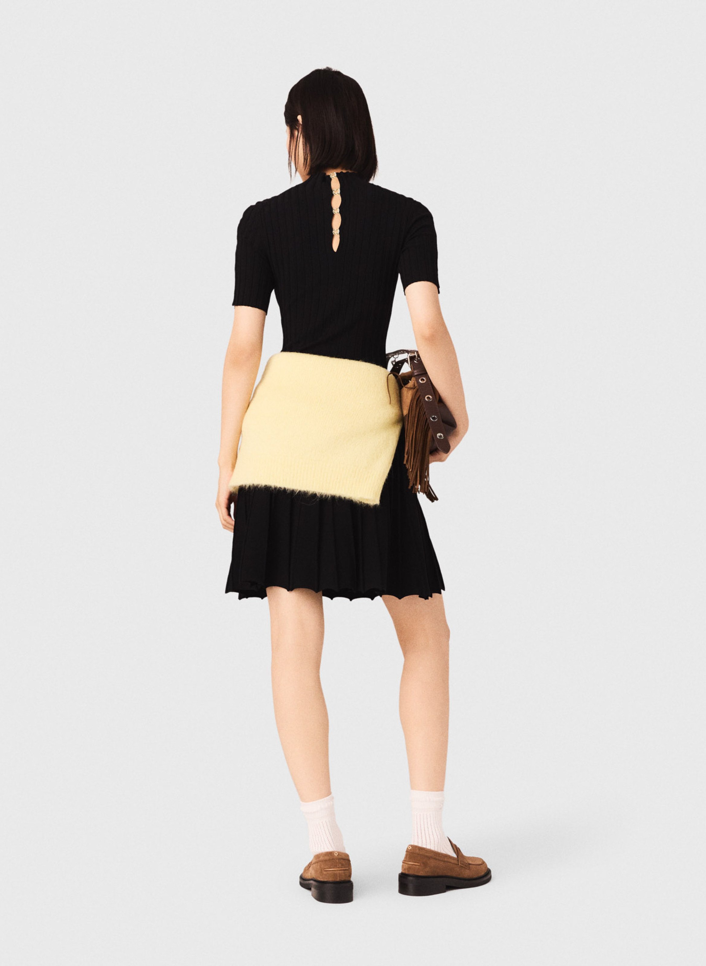 Robe courte évasée en maille MAJE Noir