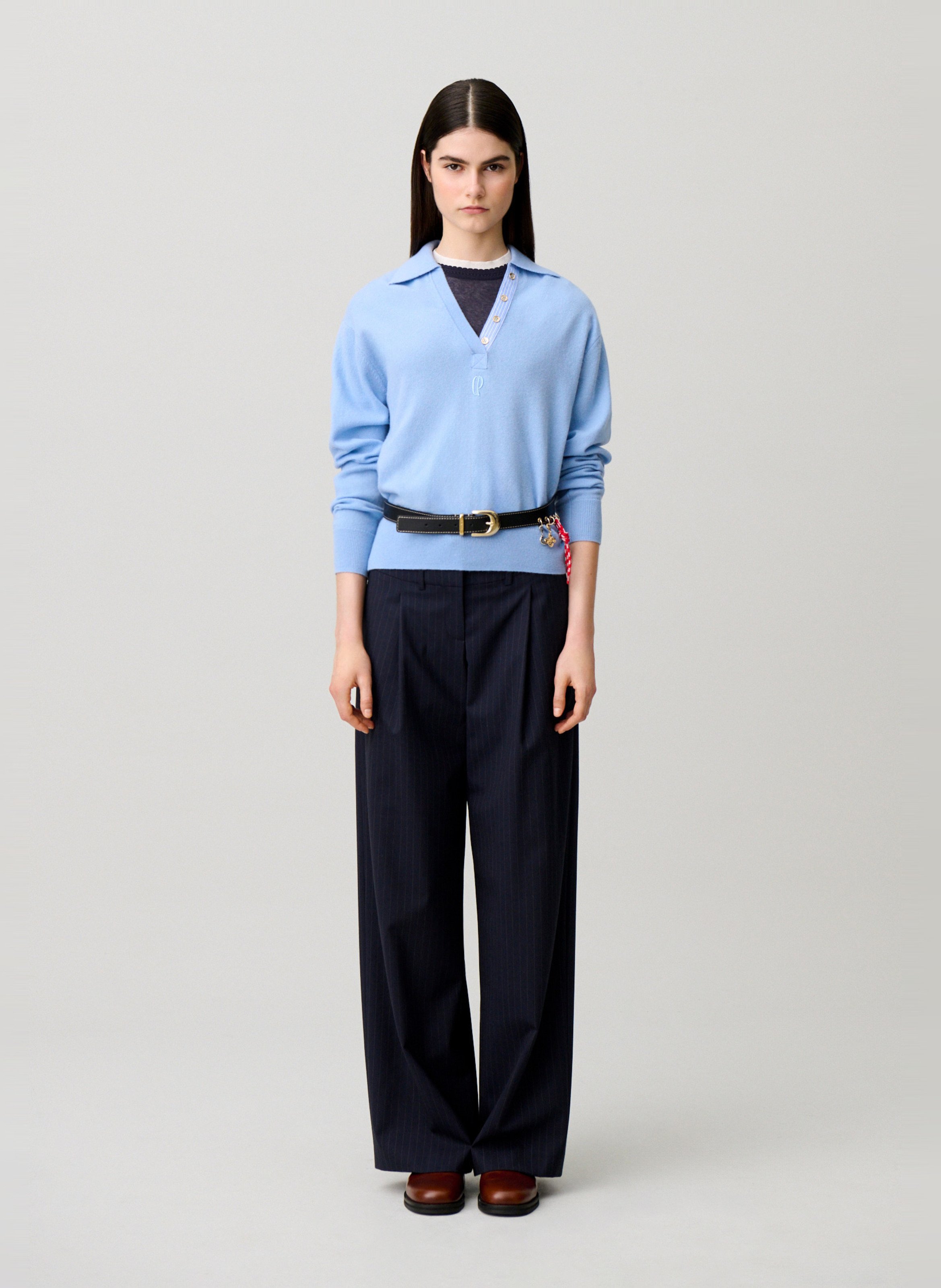 Rechte trui van wol en kasjmier CLAUDIE PIERLOT Blauw