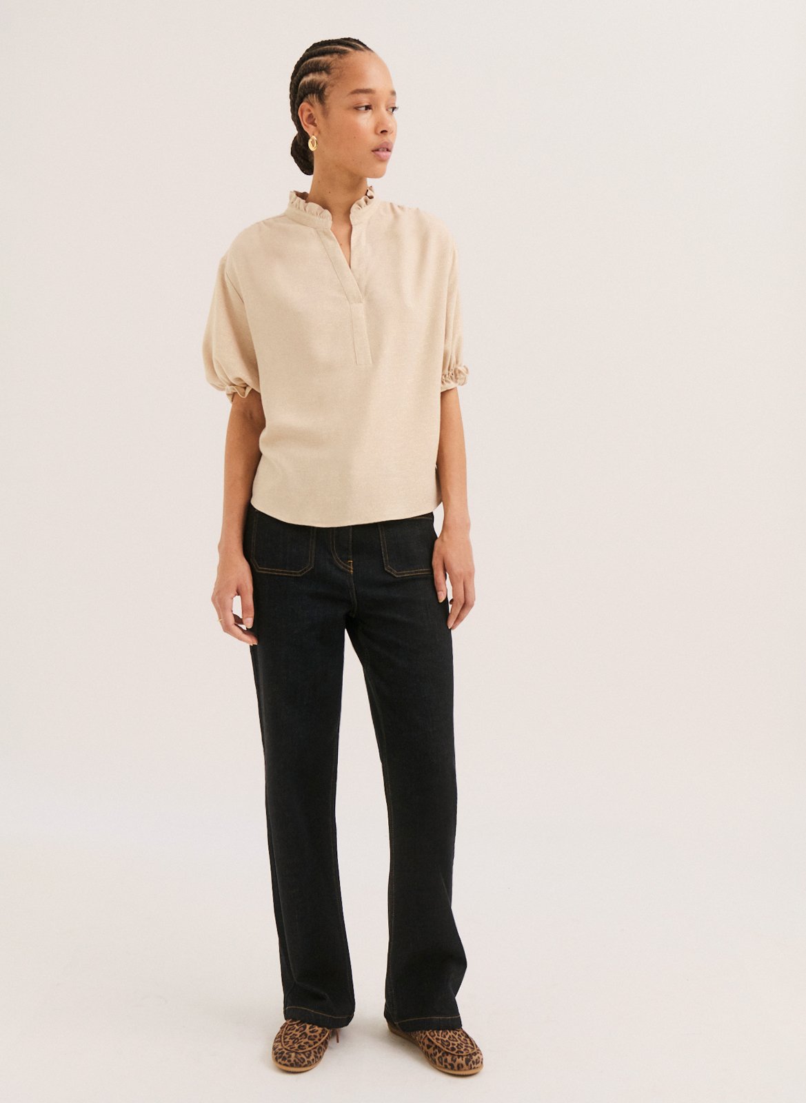 Oversized Sequined Turtleneck Top PABLO Beige