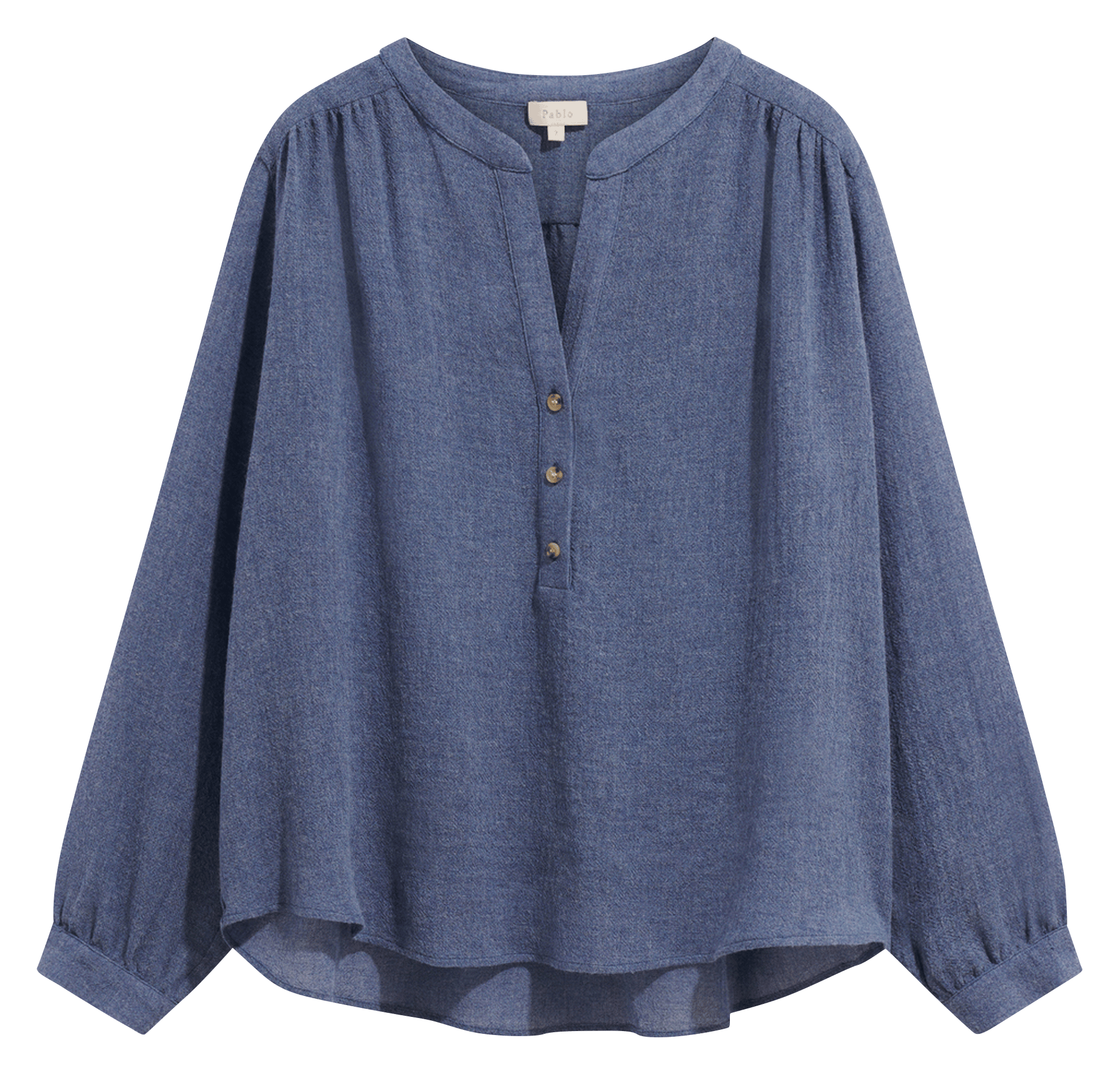 Top oversize col tunisien PABLO Bleu