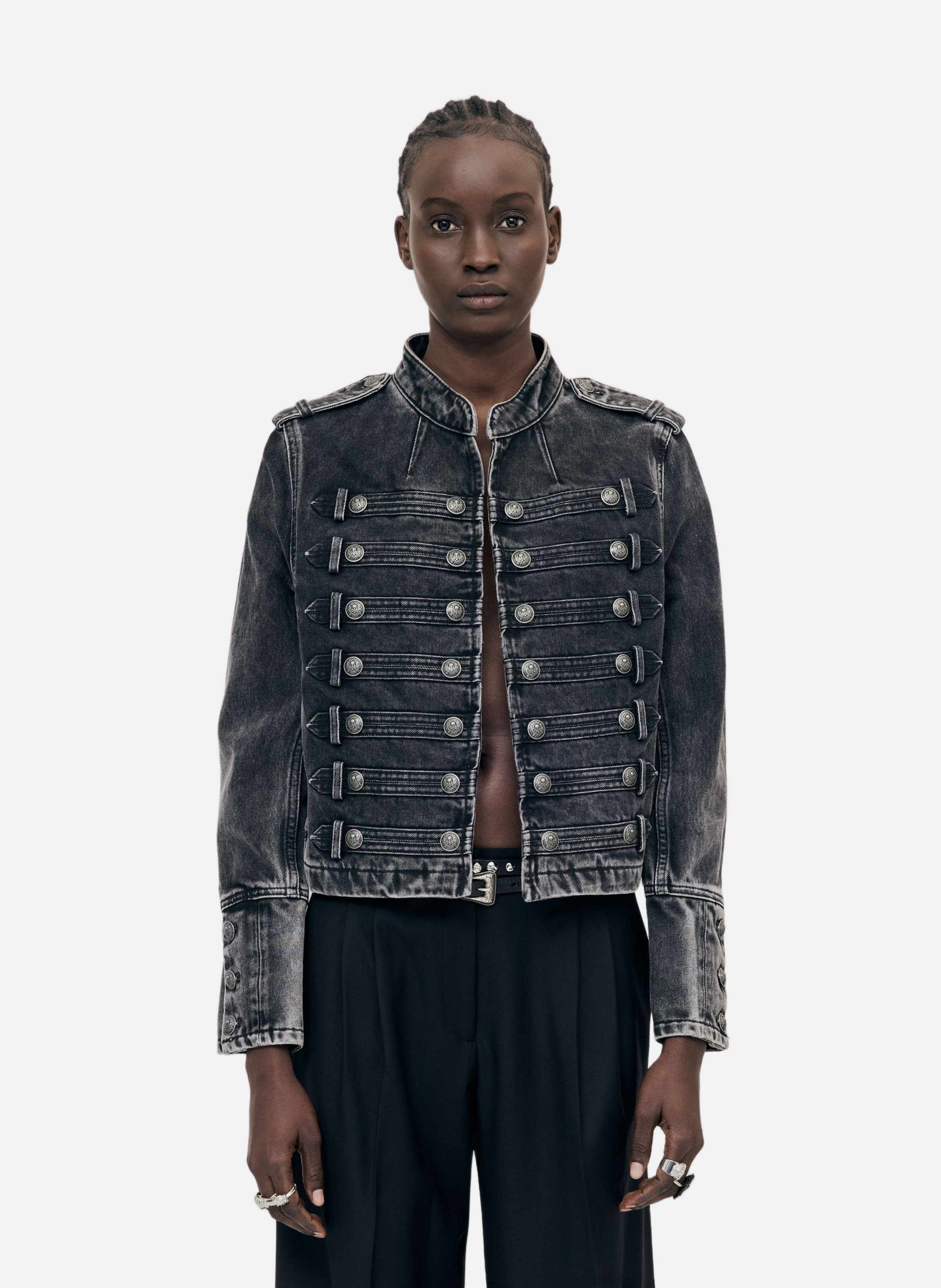 Officer style denim jacket THE KOOPLES Black