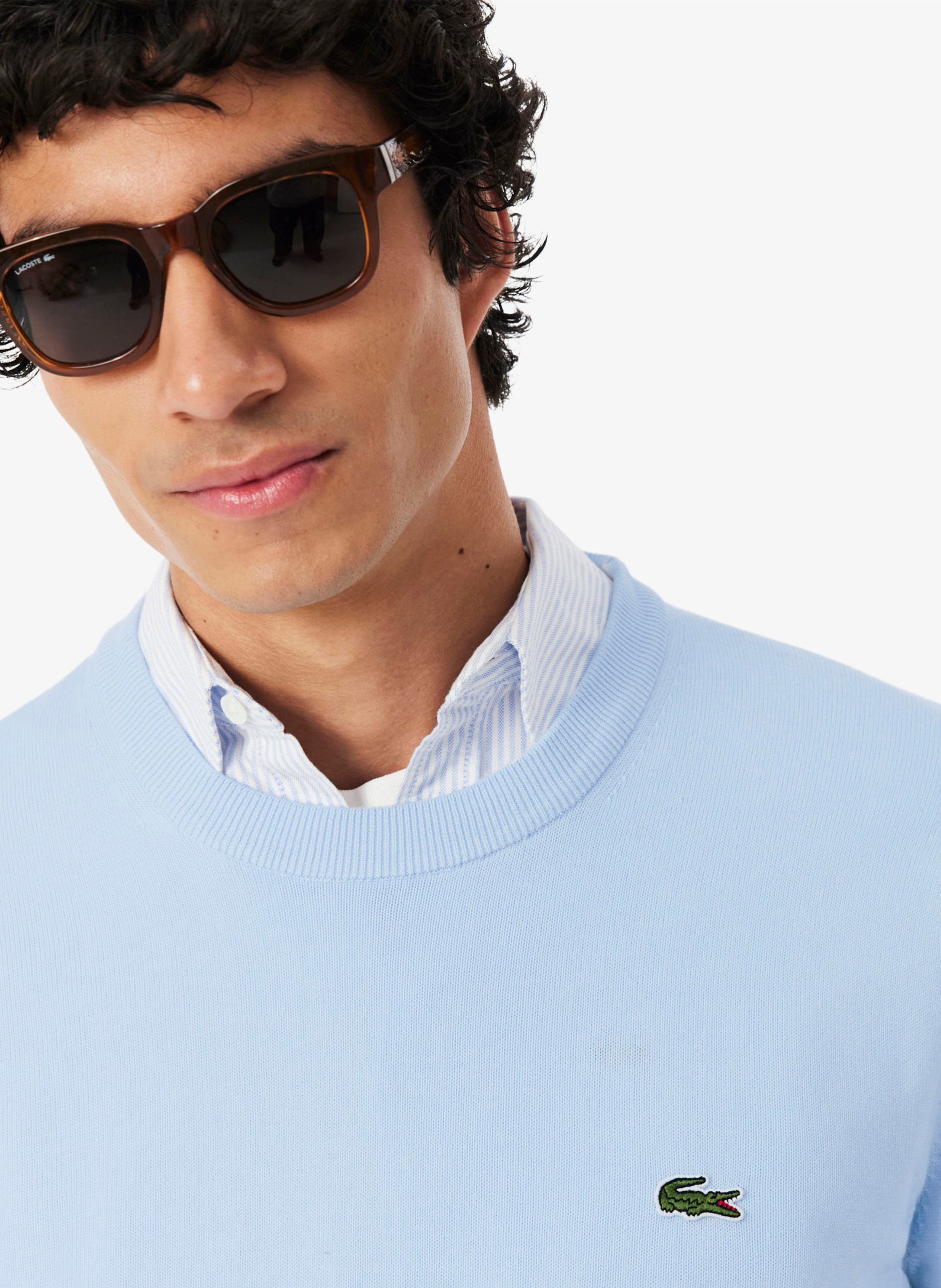 Pull col rond regular-fit en coton  LACOSTE Bleu