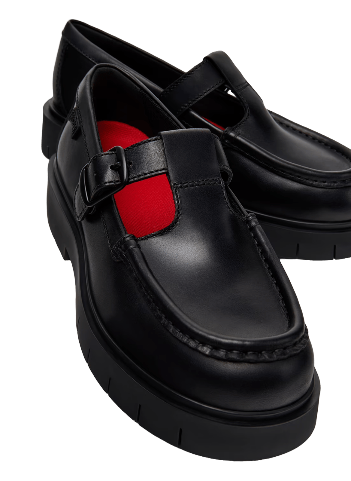 Slipper mit Riemen, einfarbig aus Leder CAMPER Schwarz