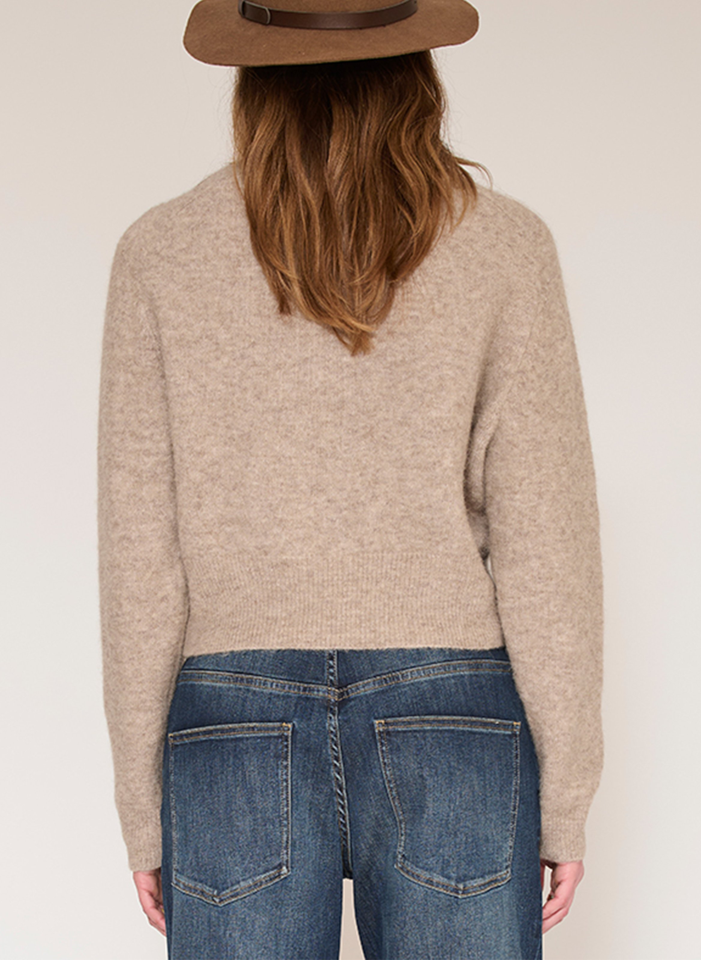 Recht vest met ronde hals | wolblend MKT Bruin