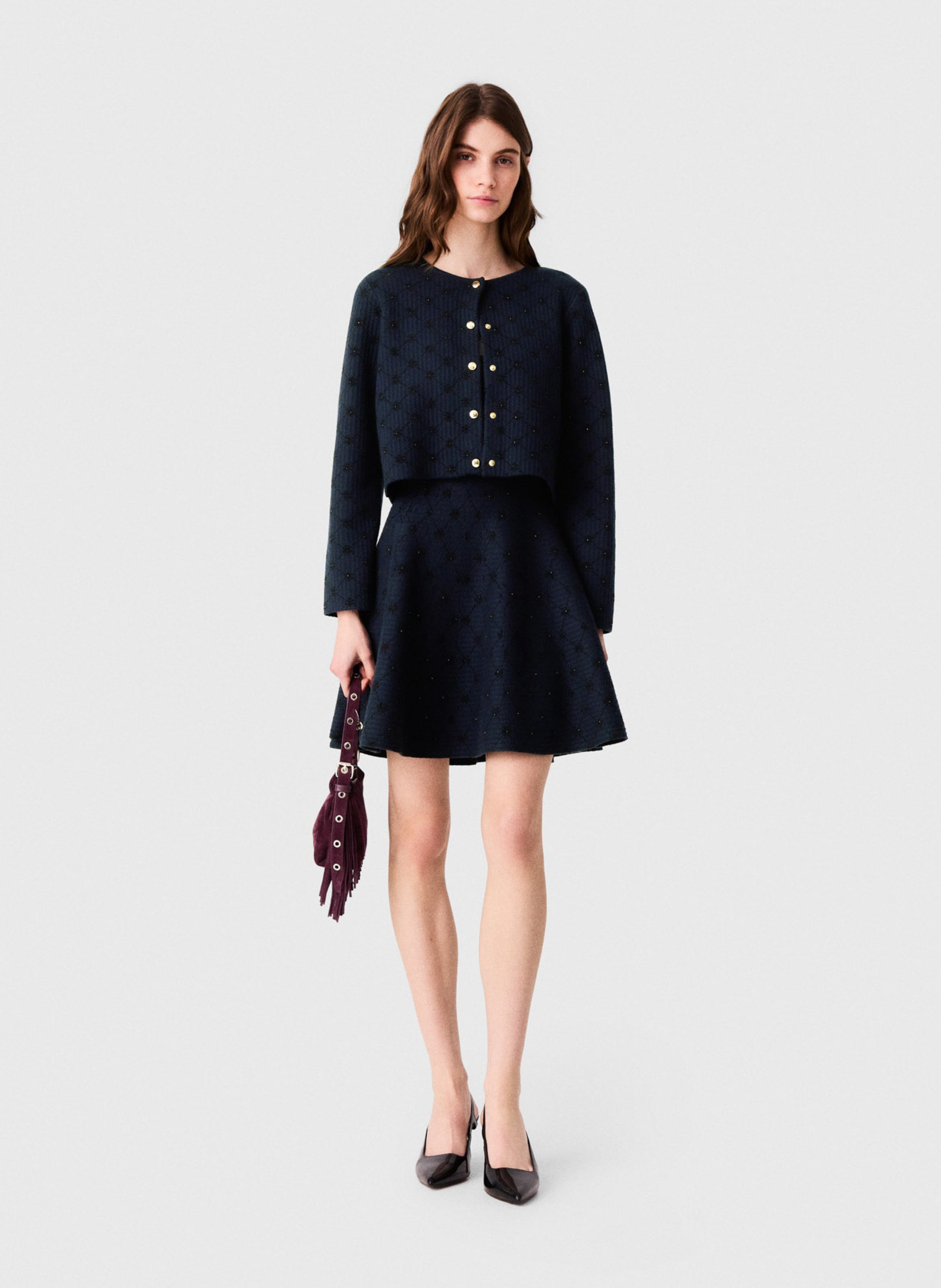 Straight round neck cardigan MAJE Blue