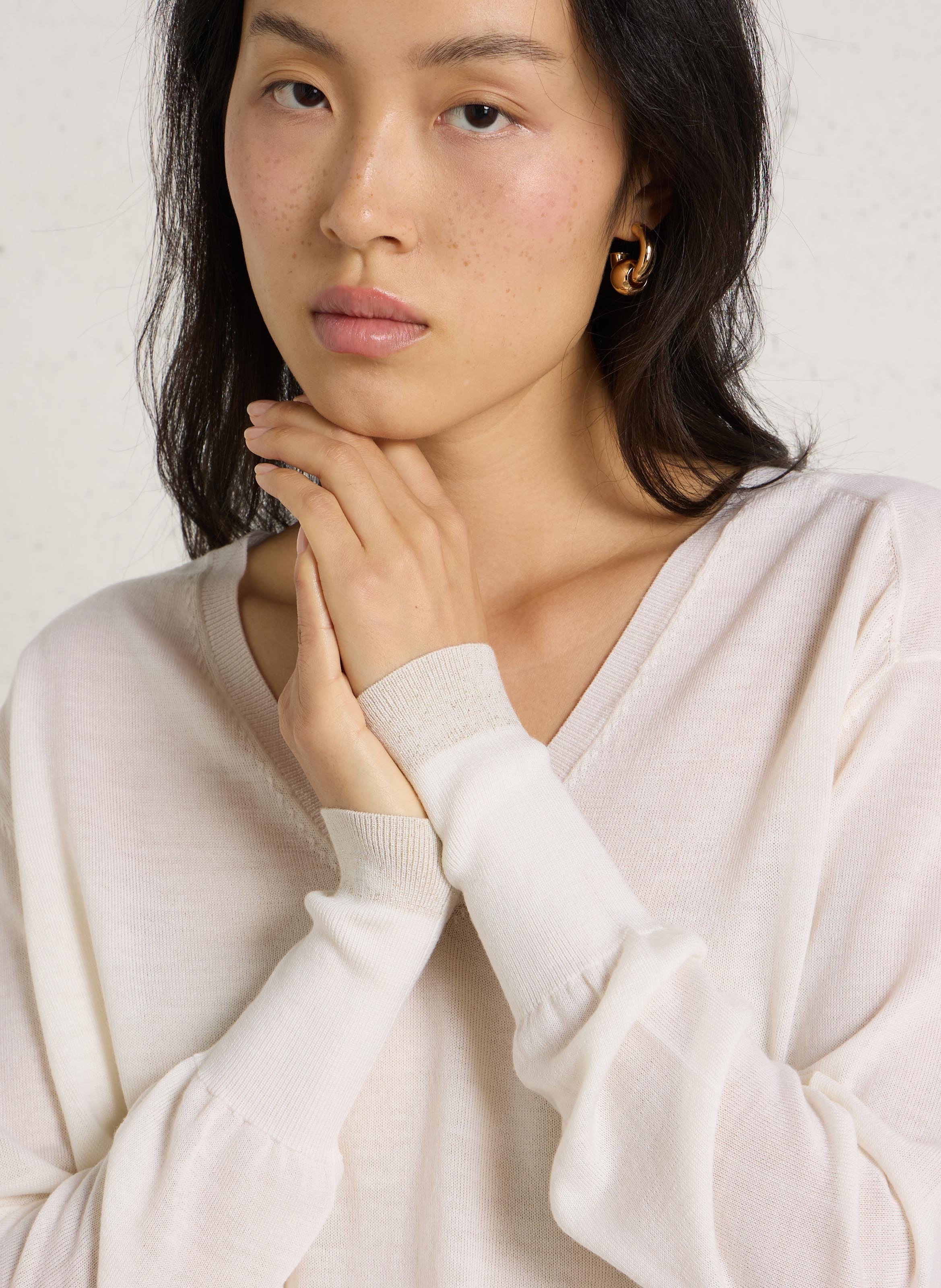 V-neck wool sweater IKKS White