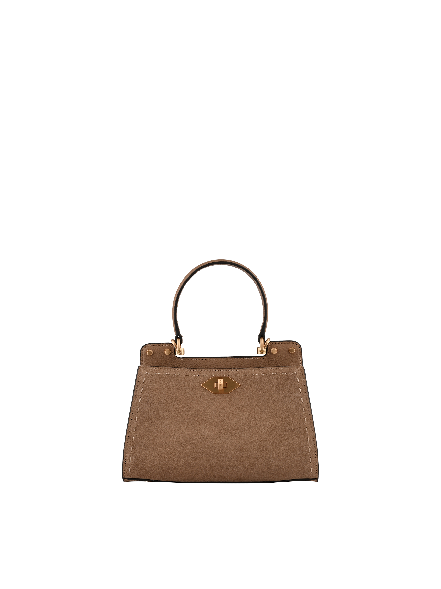 Cowhide leather handbag with a suede-effect finish POURCHET Grey