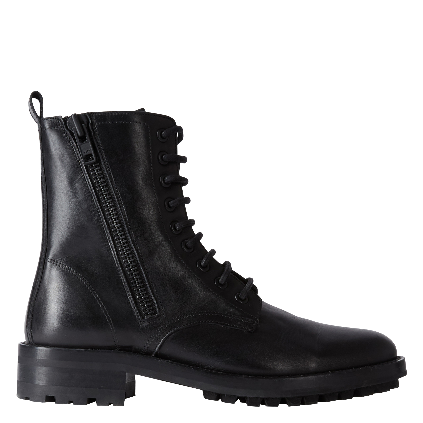 Lace-up leather mid-calf boots THE KOOPLES Black