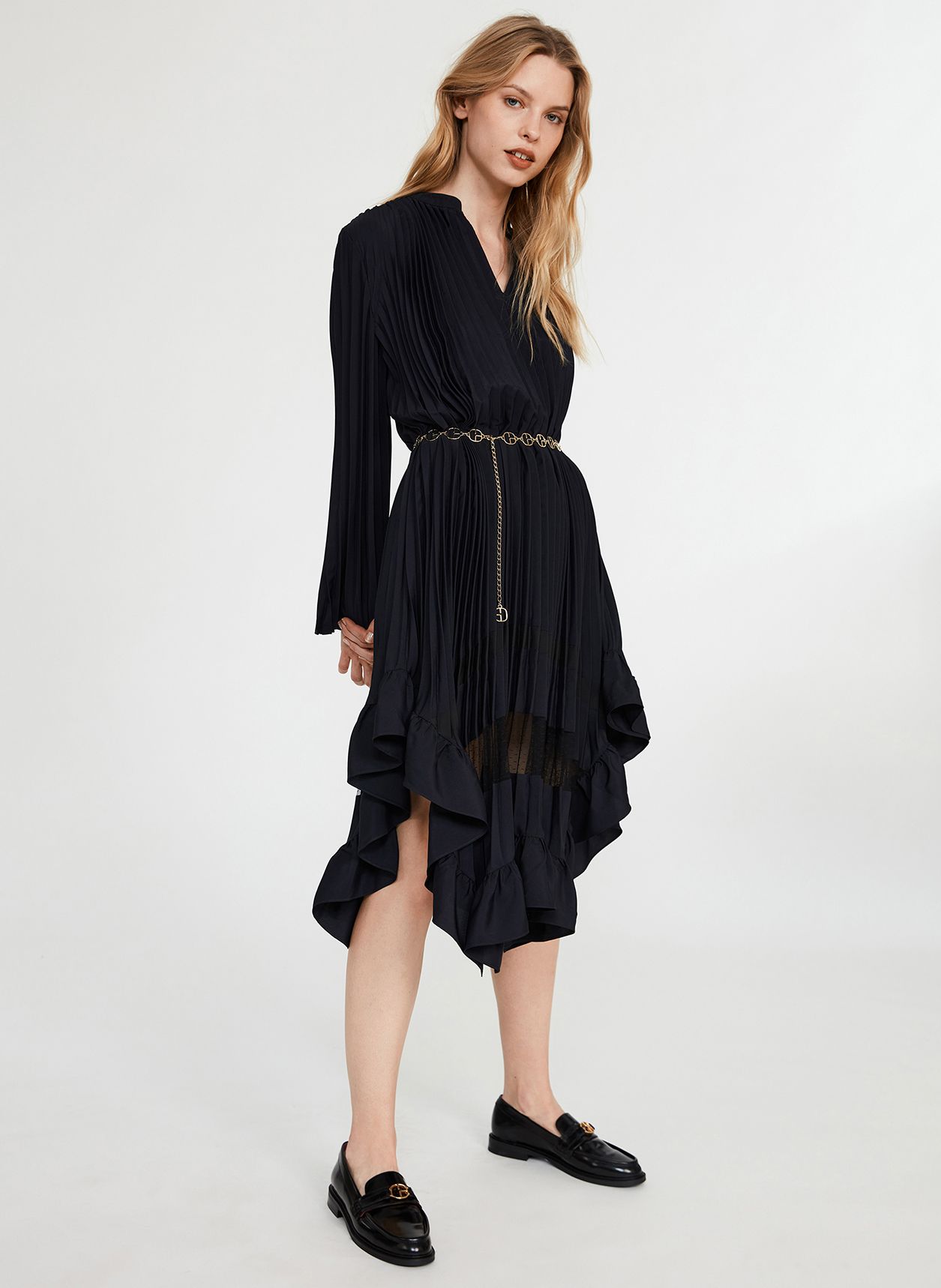 Robe Pliss e Volants Riverso Marine Claudie Pierlot Femme