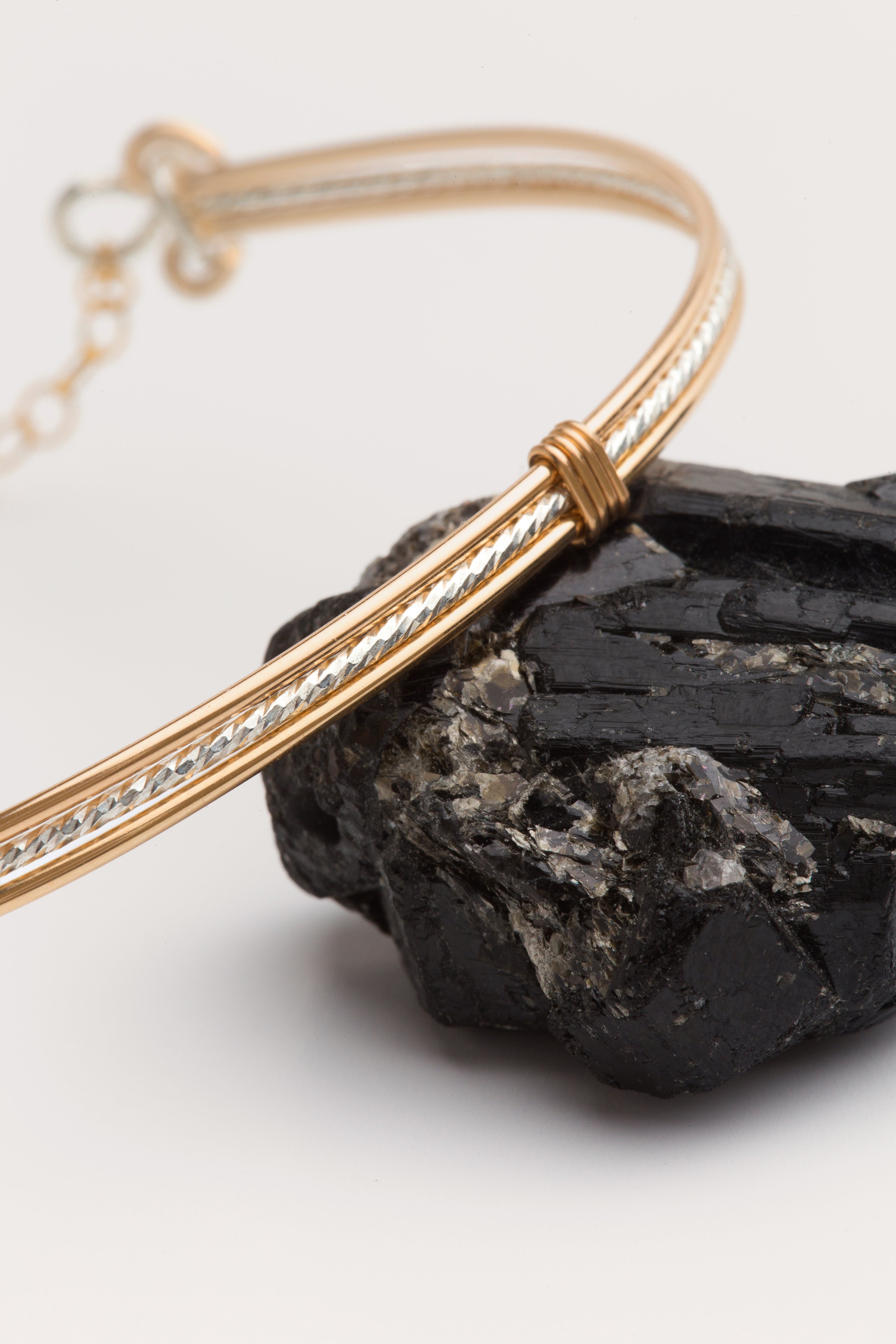 Two-tone diamanté bangle YAY Golden