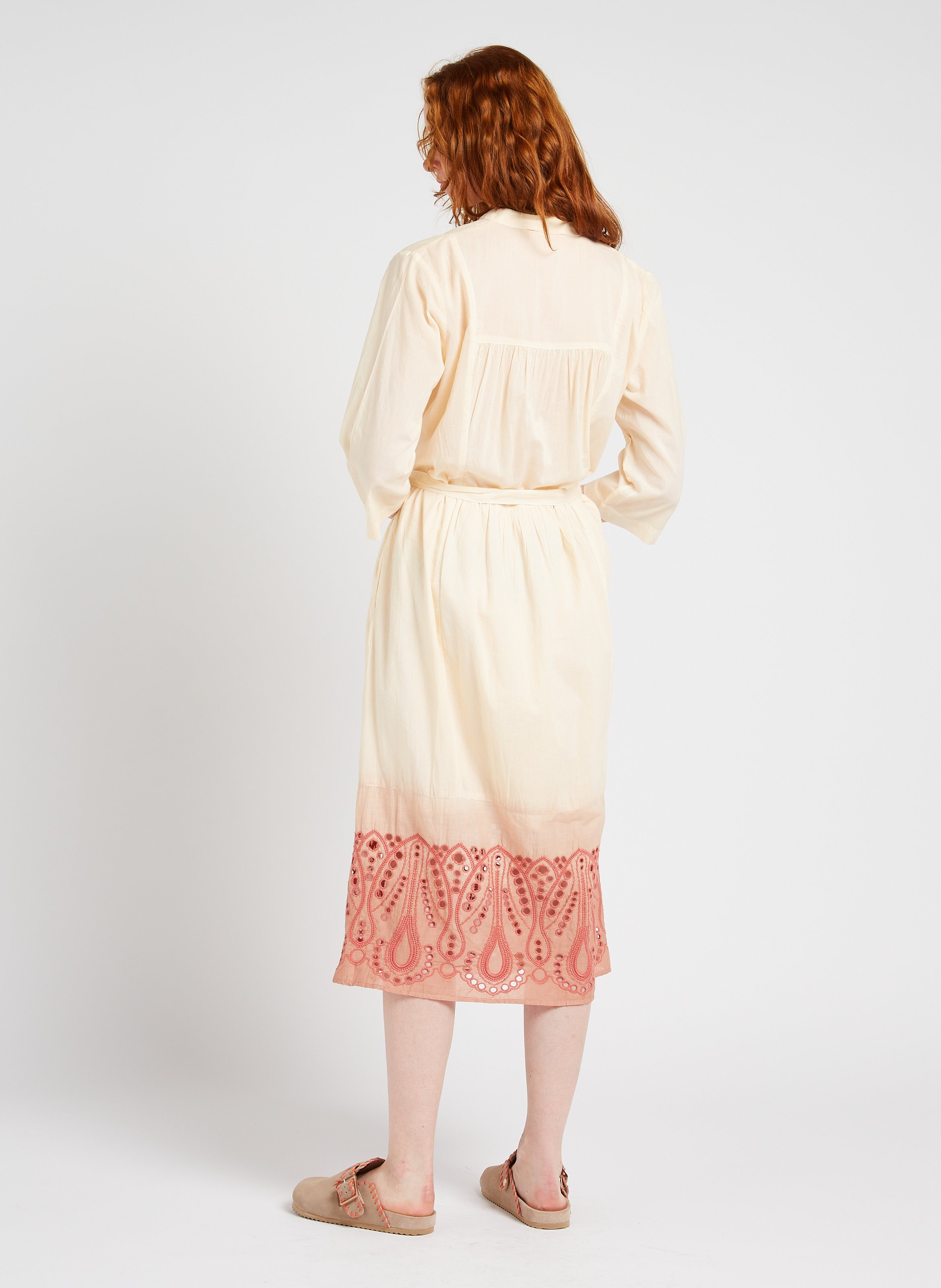 Muil met stiksels in suède leer COLORS OF CALIFORNIA Beige