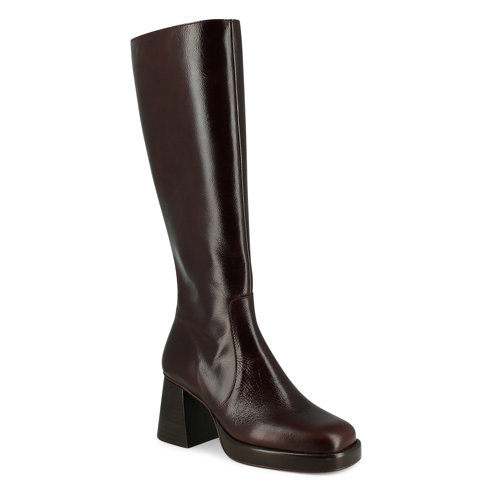 Leather heeled ankle boots with square toe JONAK Brown