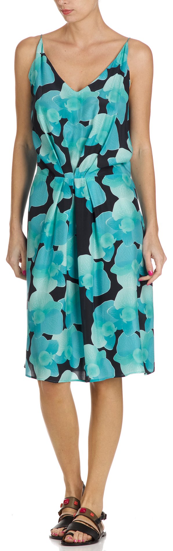 Laurel printed silk dress ATTIC AND BARN Blue