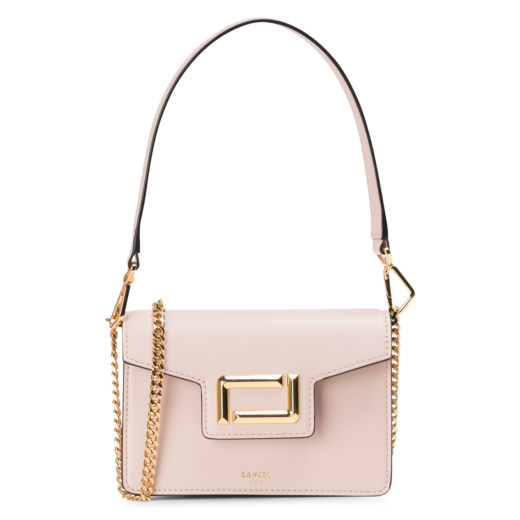 Mini leather flap shoulder bag Pink Lancel Women Place des