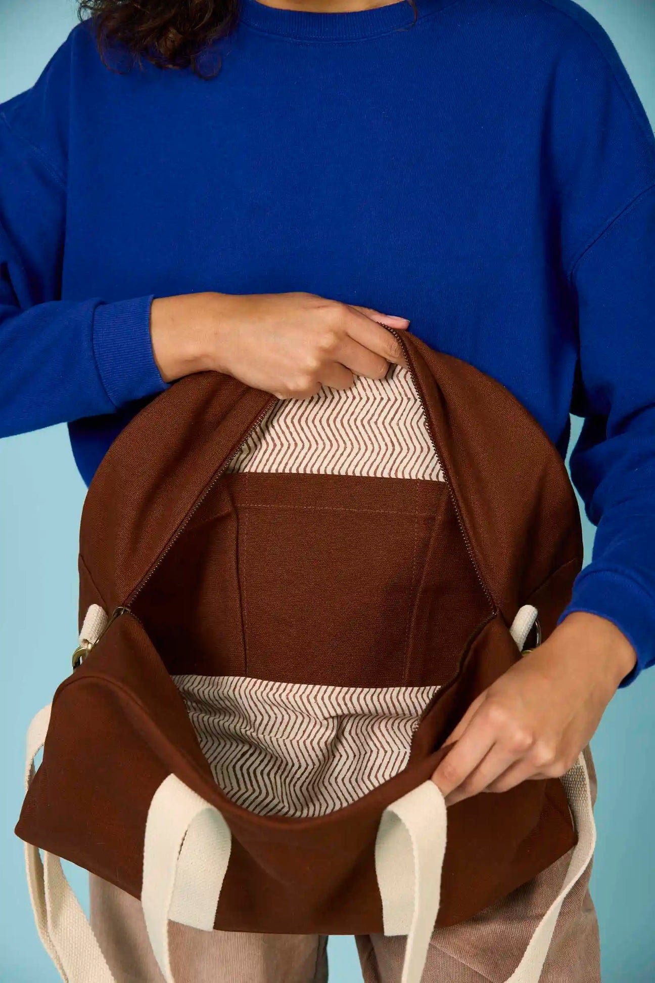 Cotton weekend bag HINDBAG Brown