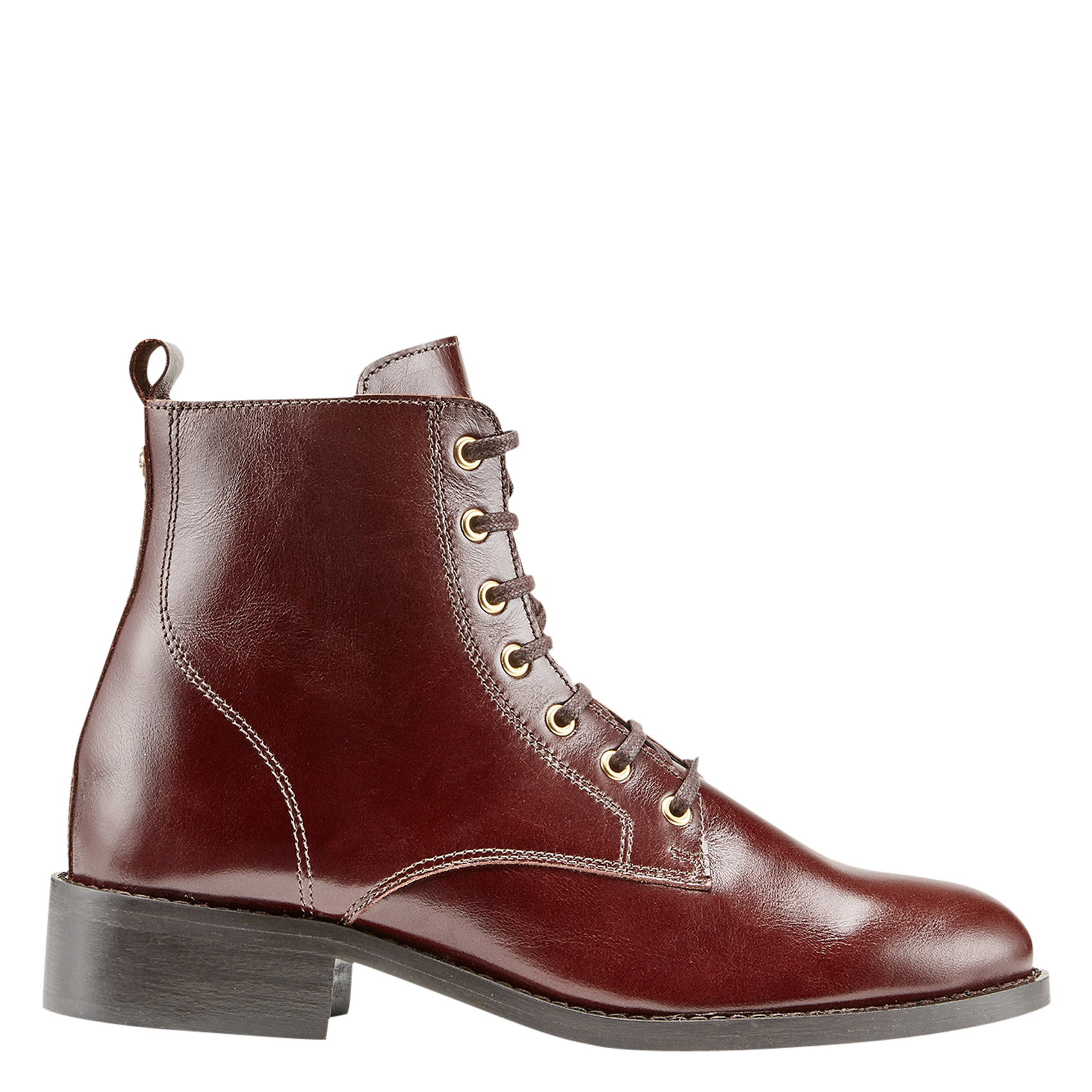 Flat patent leather ankle boots COSMOPARIS Brown