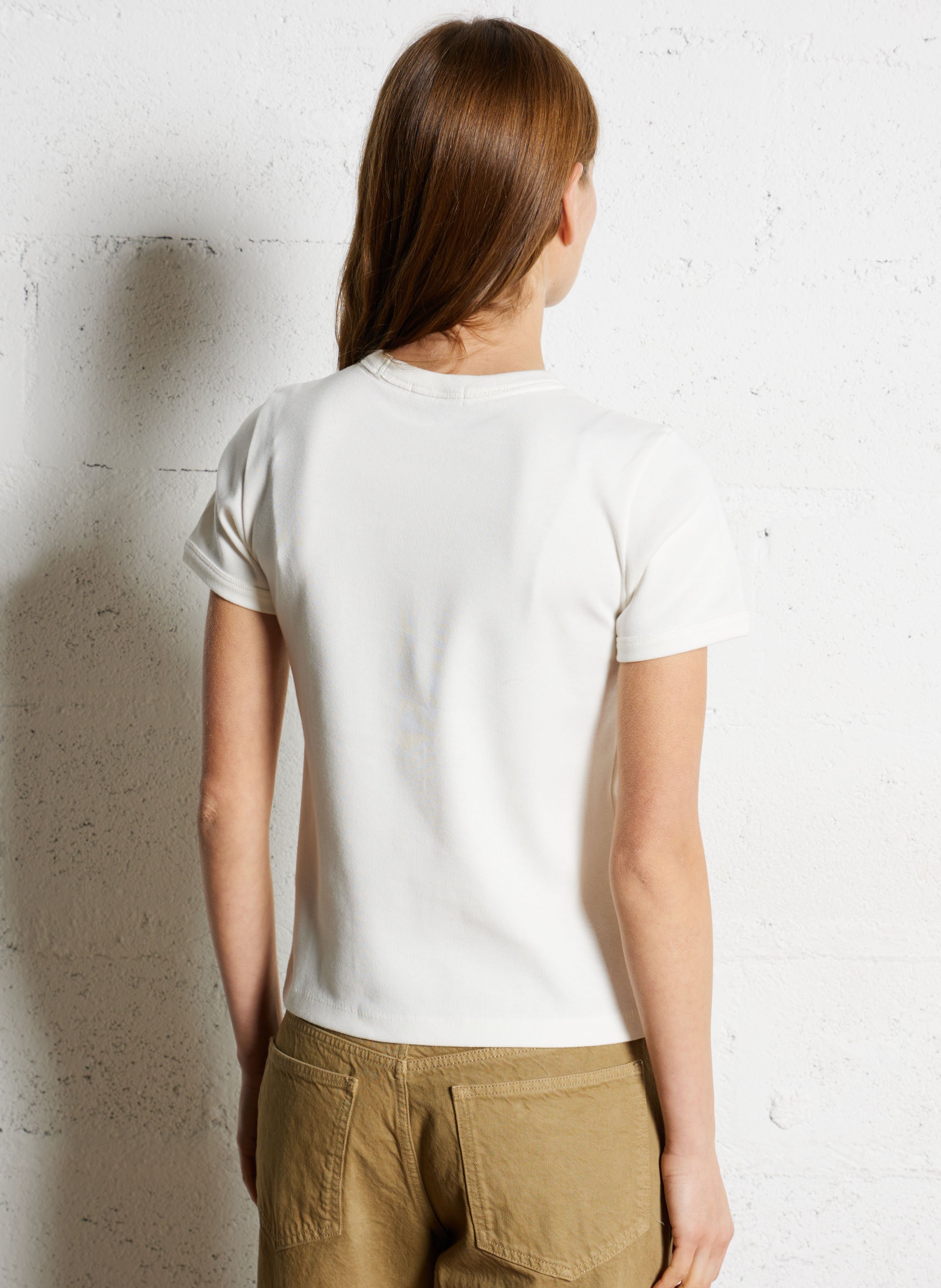 Straight organic cotton round-neck T-shirt SOEUR White