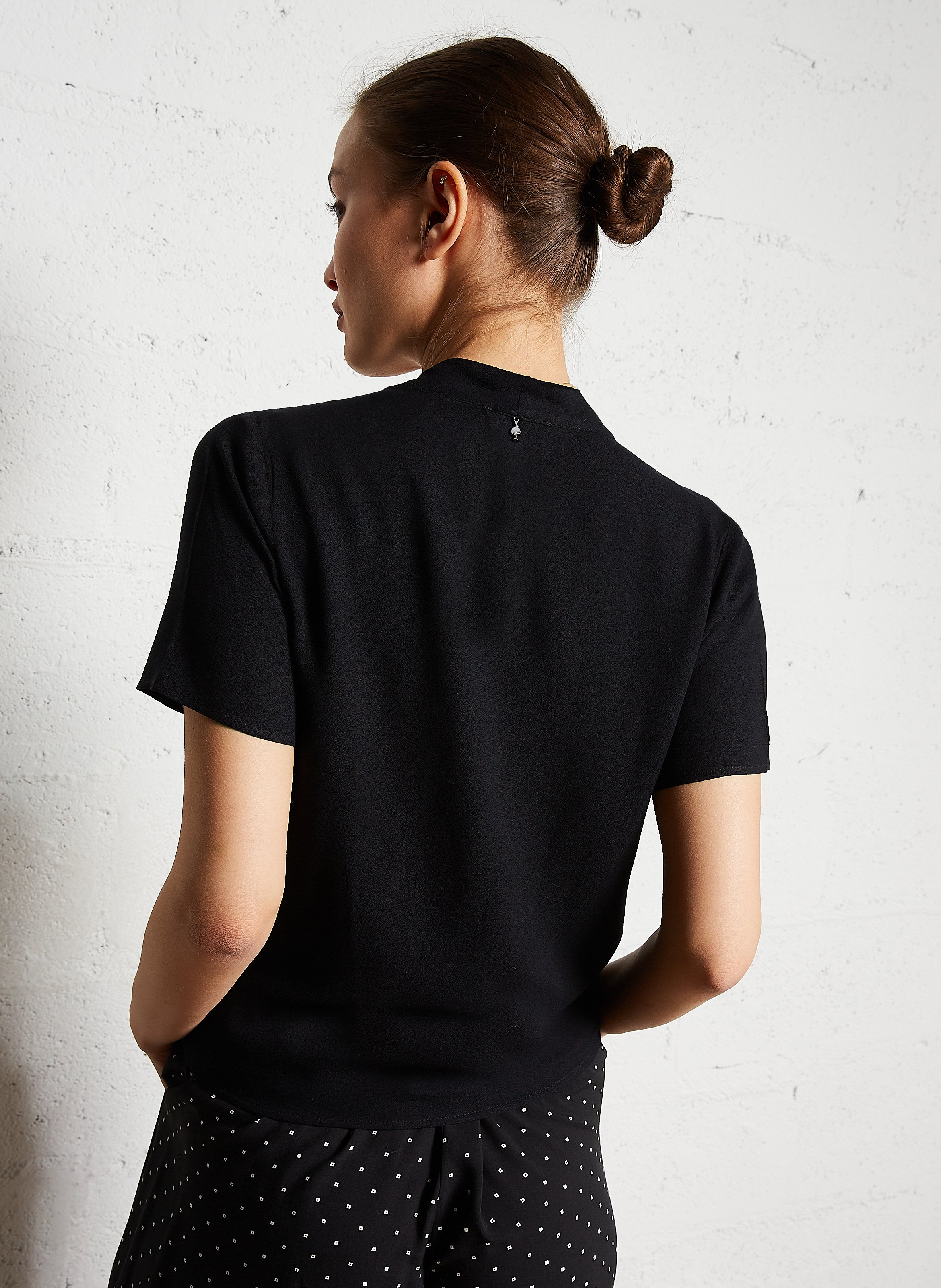 Top cache-cœur à manches courtes Corey Noir One Step - Femme