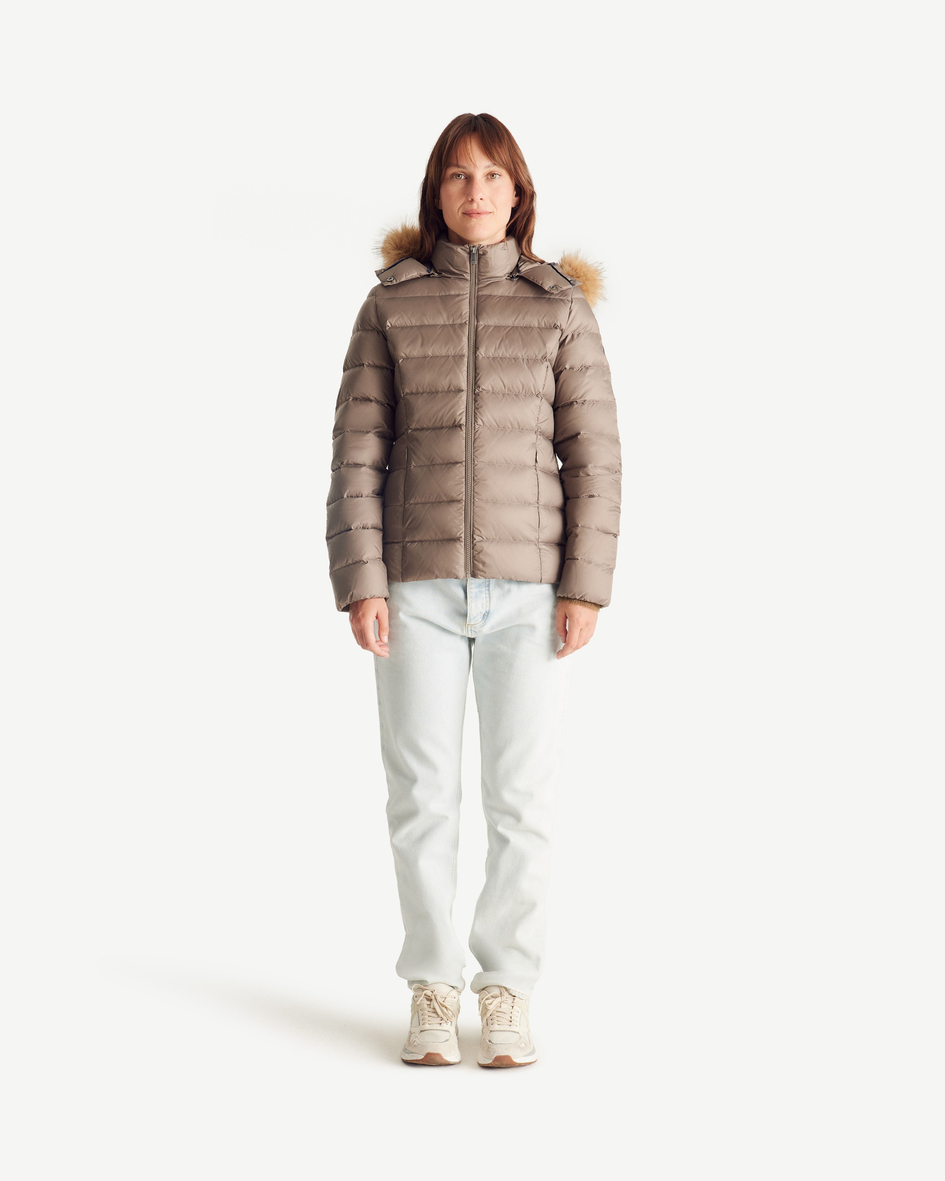 Luxury cold weather hooded puffer coat JOTT Beige