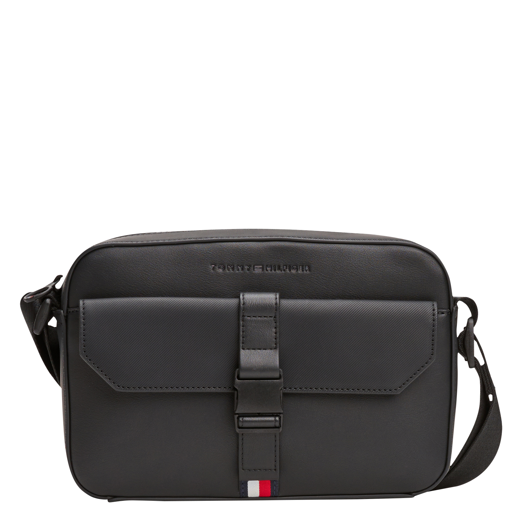 Sac bandoulière avec rabat uni TOMMY HILFIGER Noir