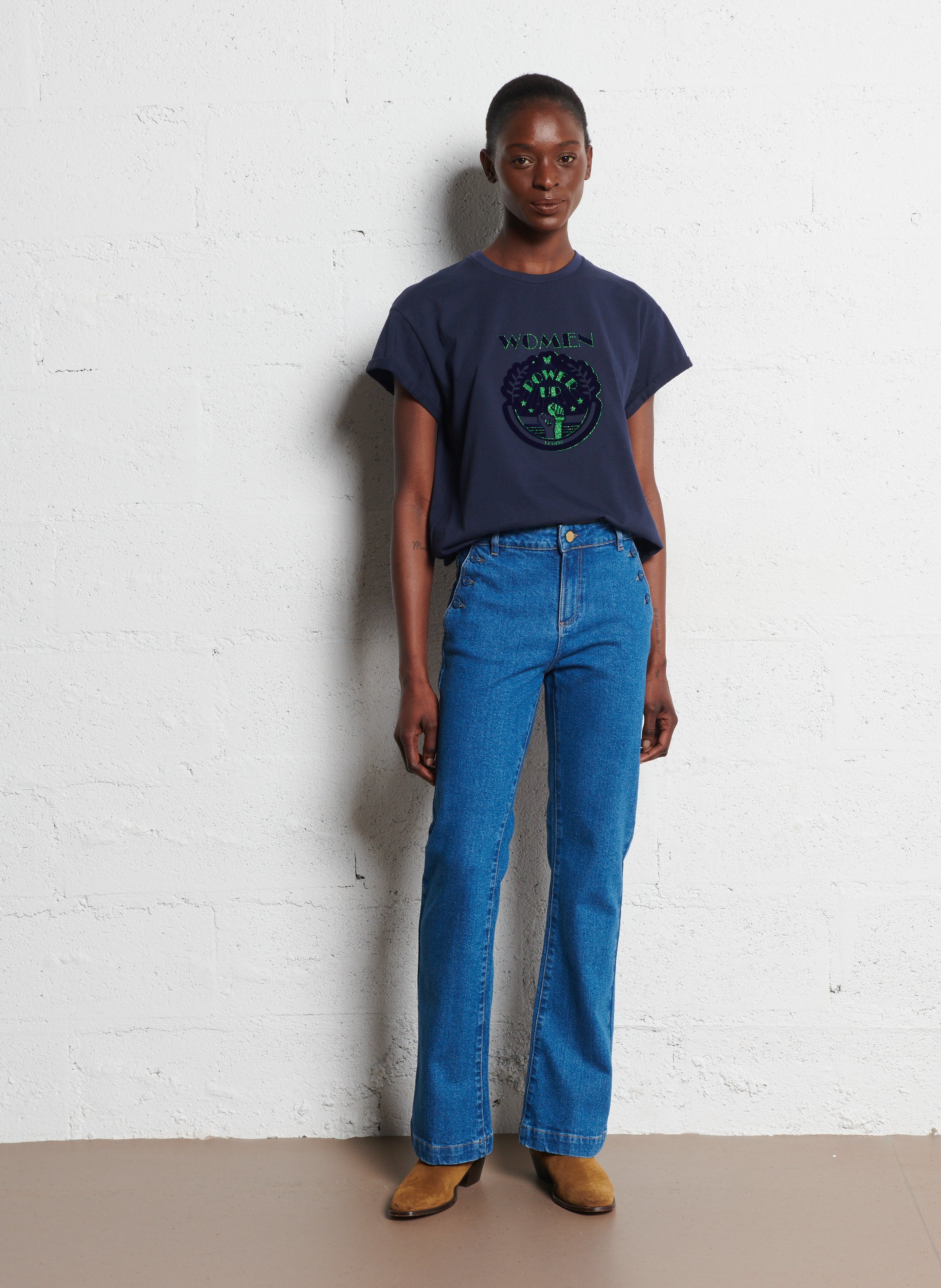 Jean flare en coton mélangé I CODE Bleu