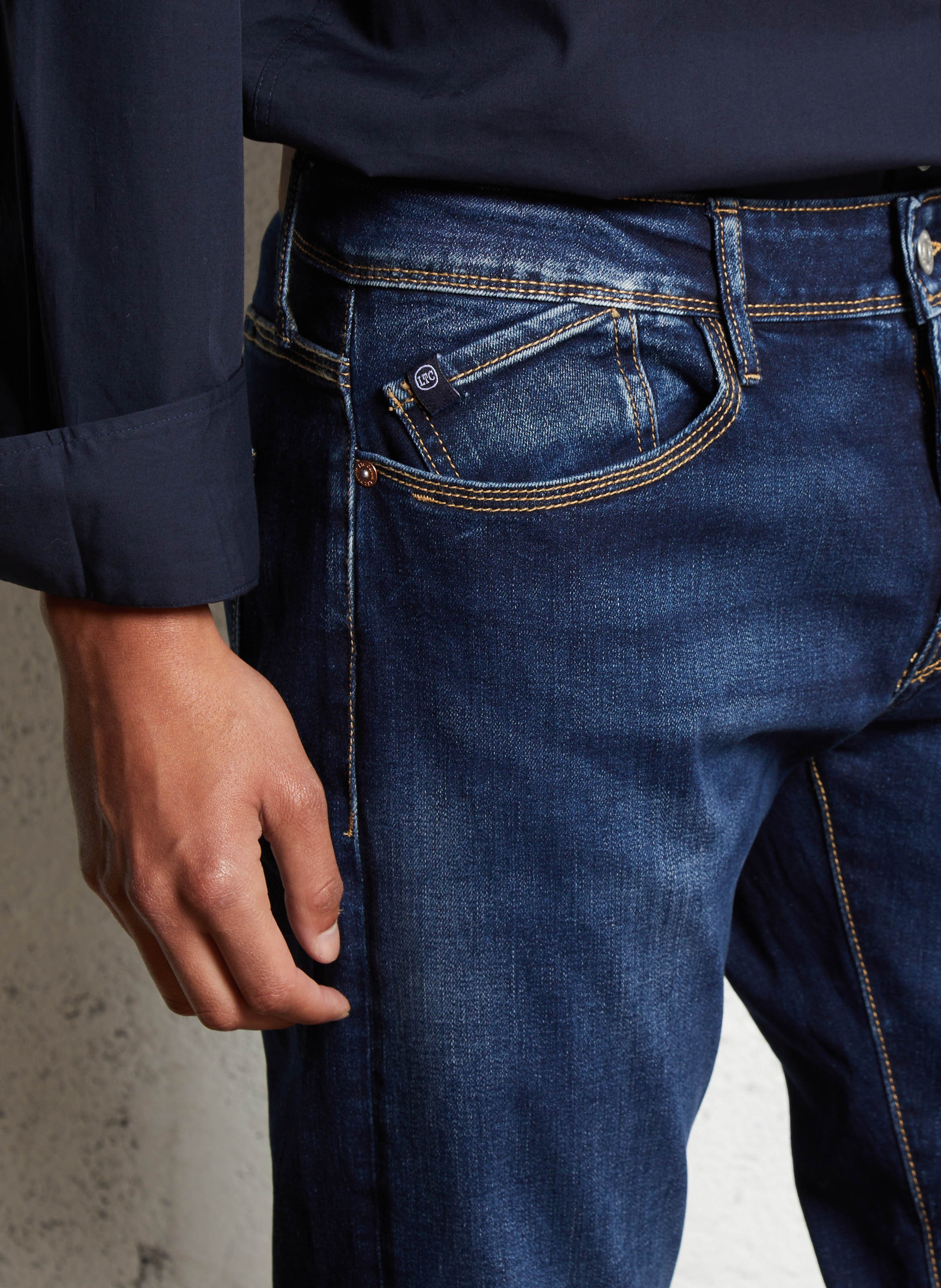 Cotton-blend straight jeans LE TEMPS DES CERISES Blue