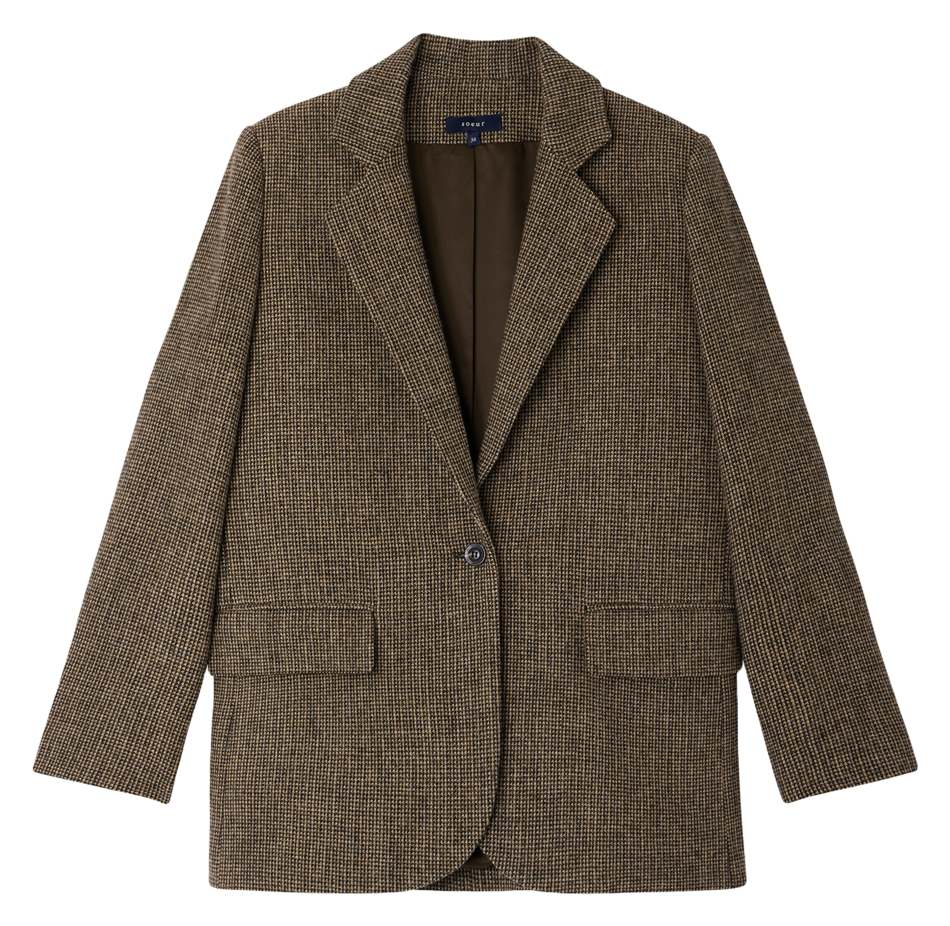 Veste de tailleur droite en laine SOEUR Marron