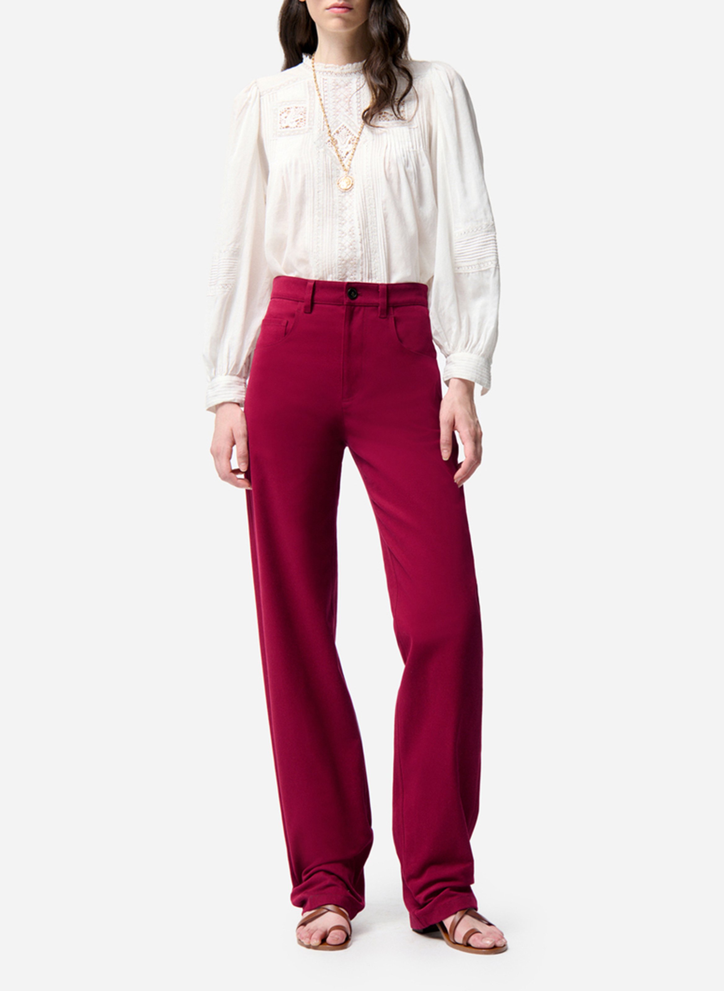 Straight-leg organic cotton-blend pants VANESSA BRUNO Red