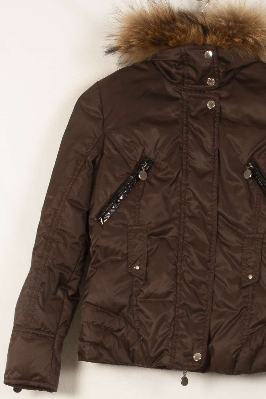 Lightweight quilted padded jacket with high neck MONCLER - Seconde Main Brown