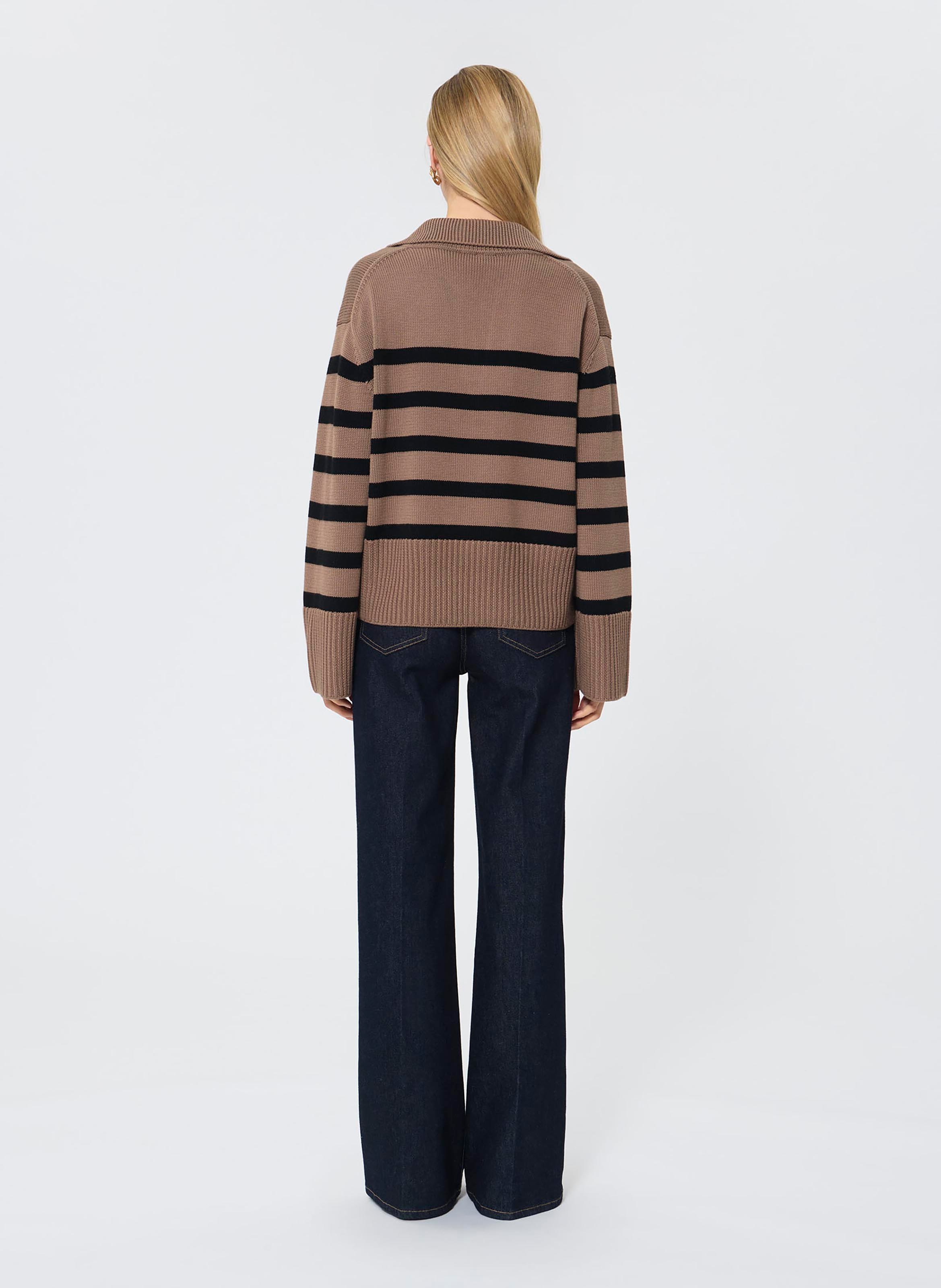 Pull col V  TARA JARMON Beige