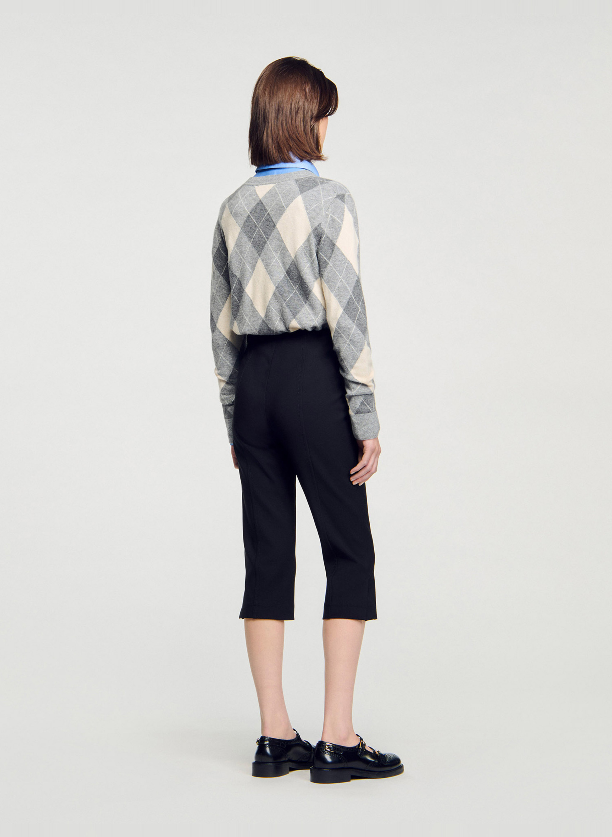 Solid color cropped pants with buttoned pockets SANDRO Black