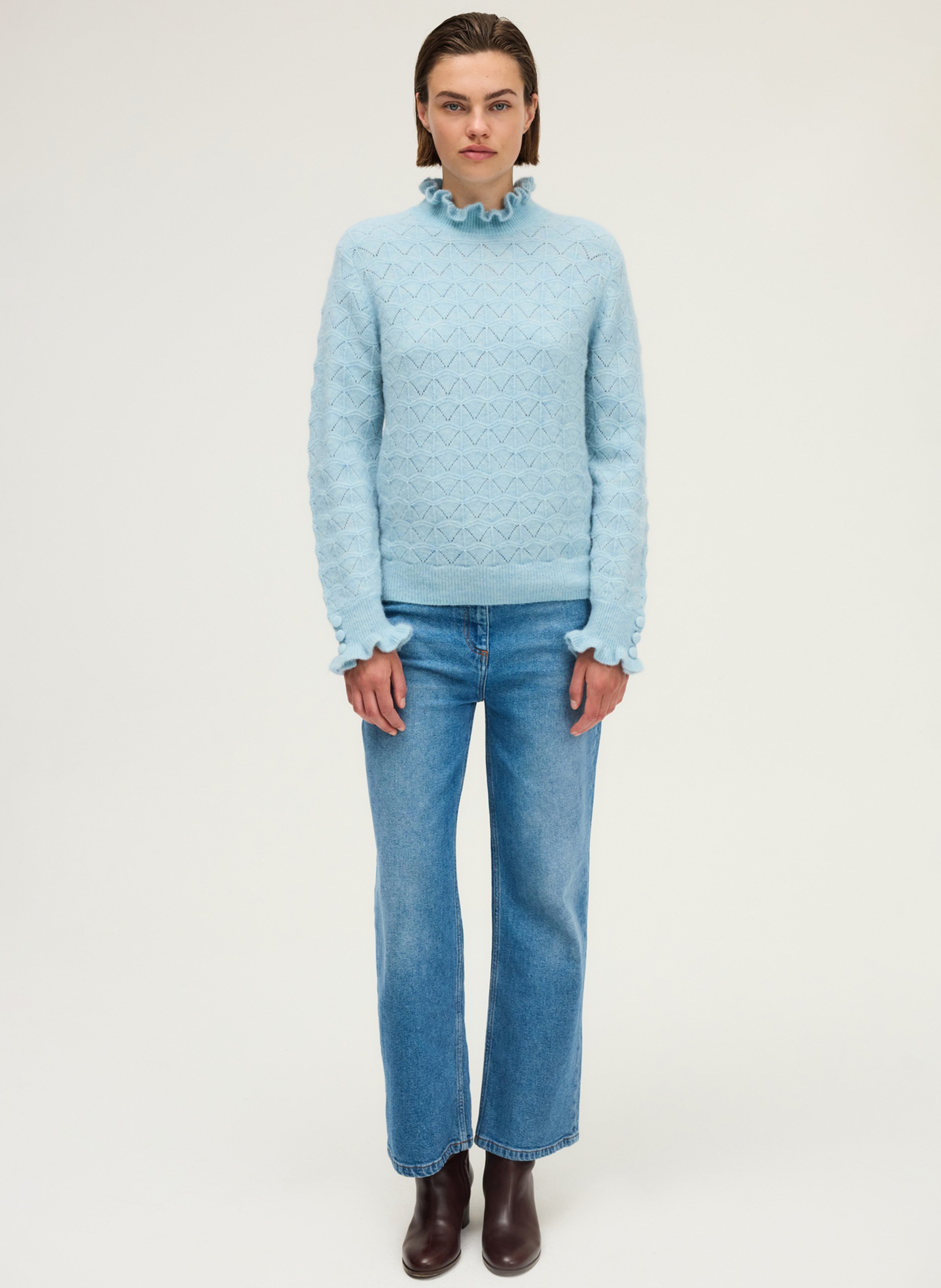 High-neck wool sweater PABLO Blue