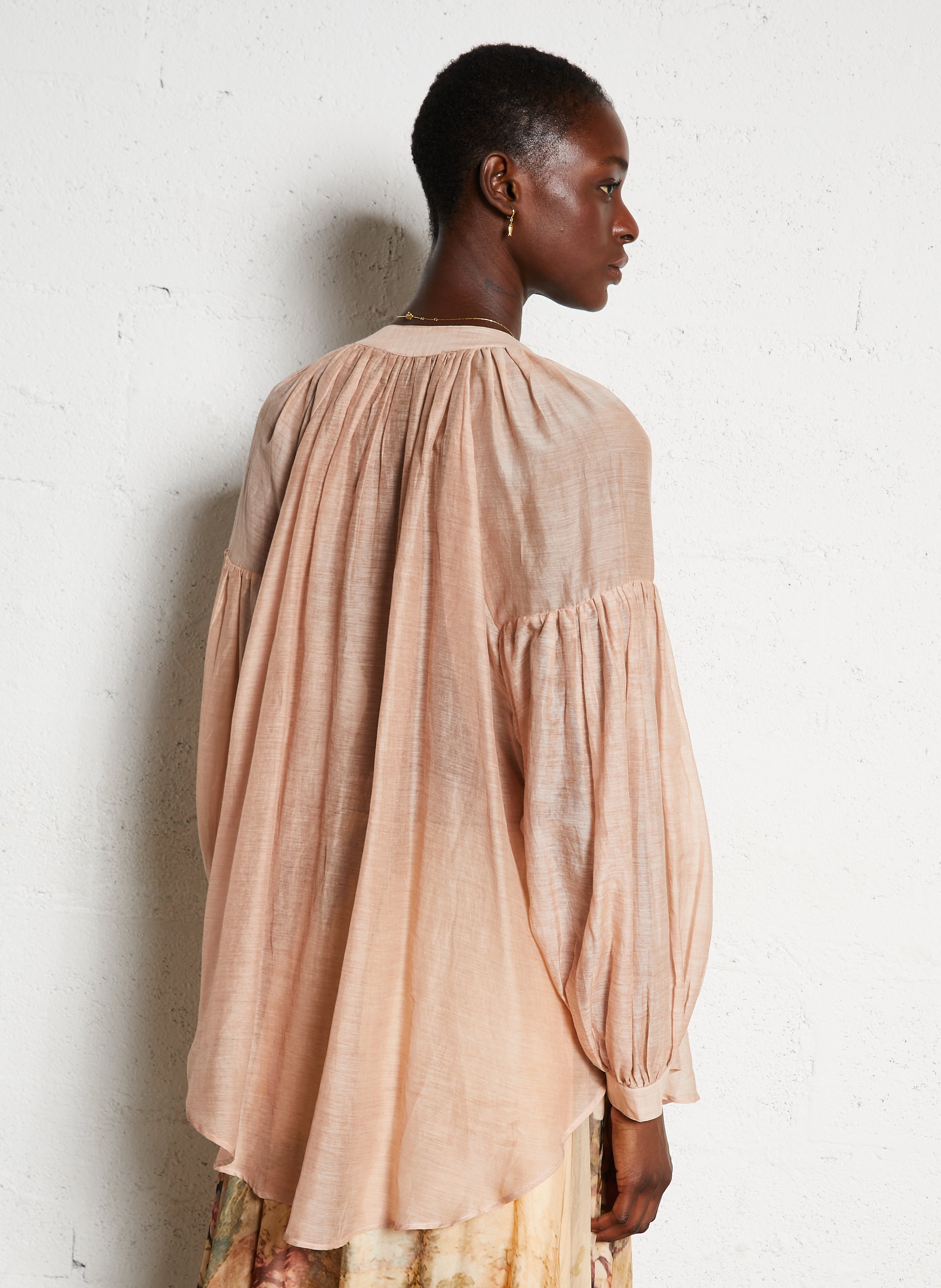 Blouse ample en coton et soie MES DEMOISELLES Rose