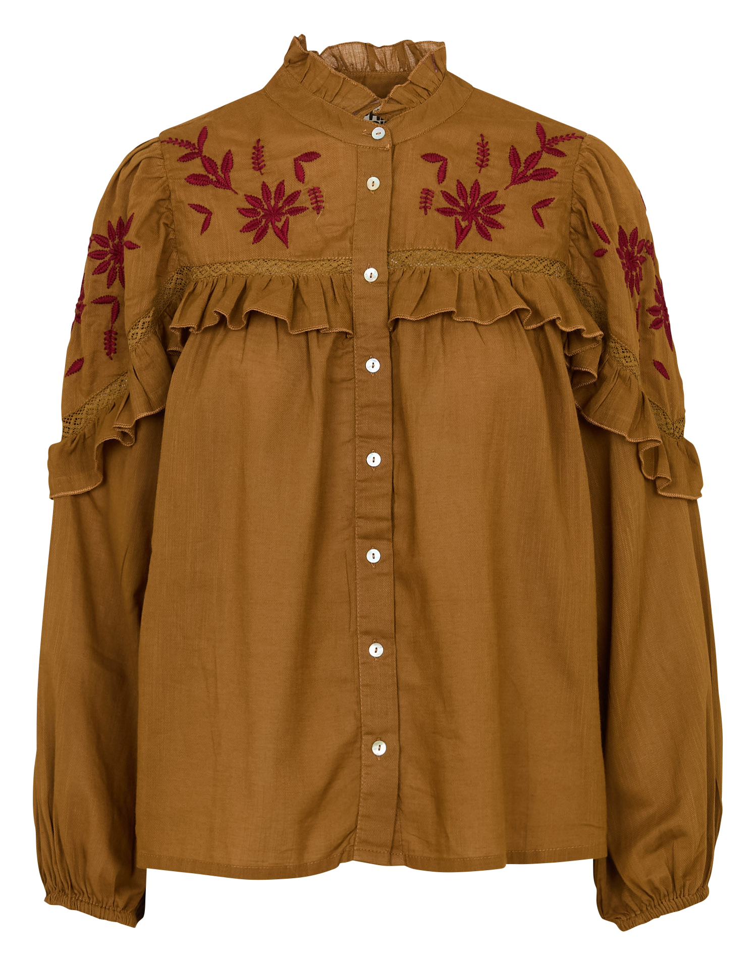 Chemise droite col rond en coton brodé SOPHIE+LUCIE Vert