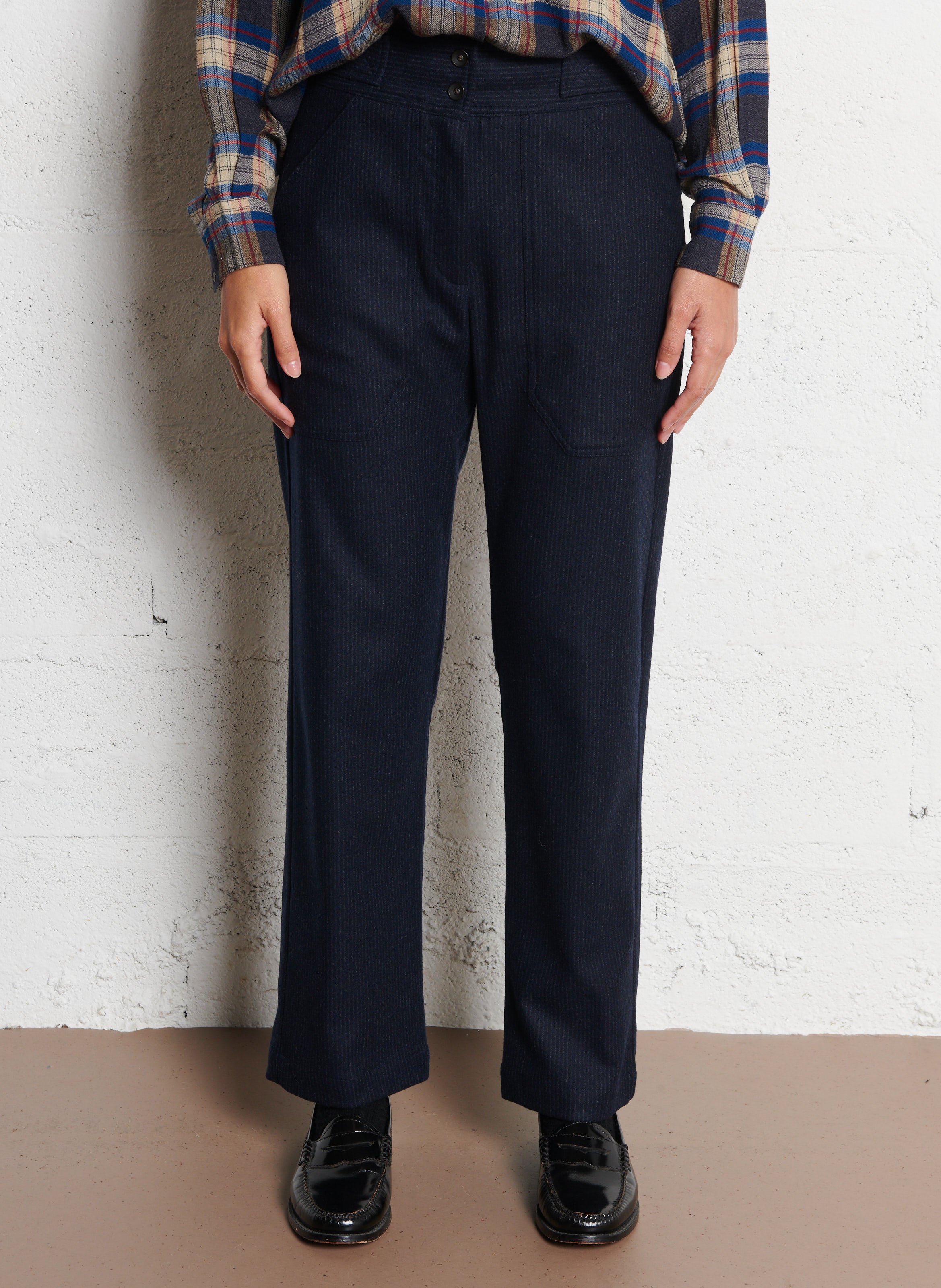 Straight wool trousers DIEGA Blue